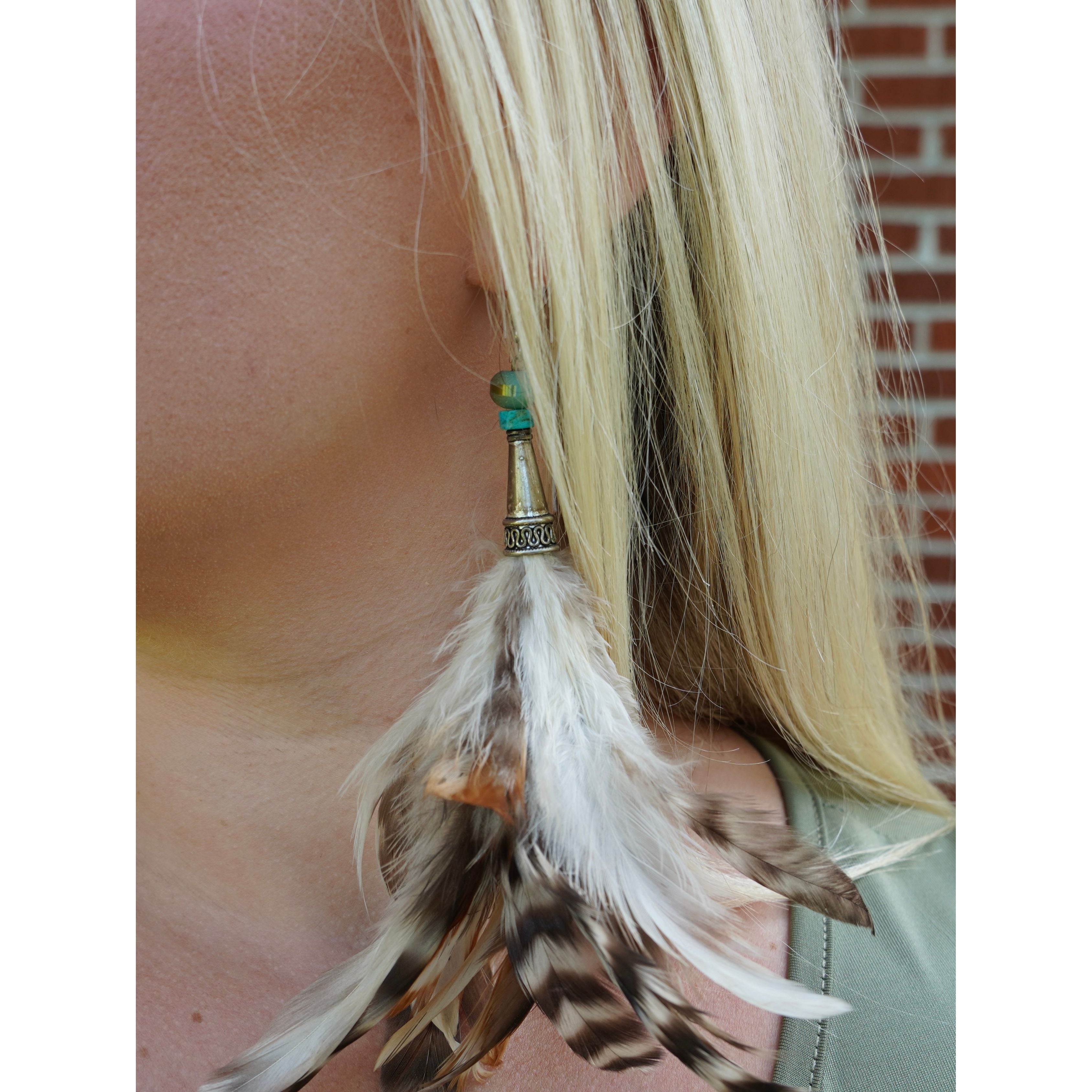 Turquoise Feather Earrings