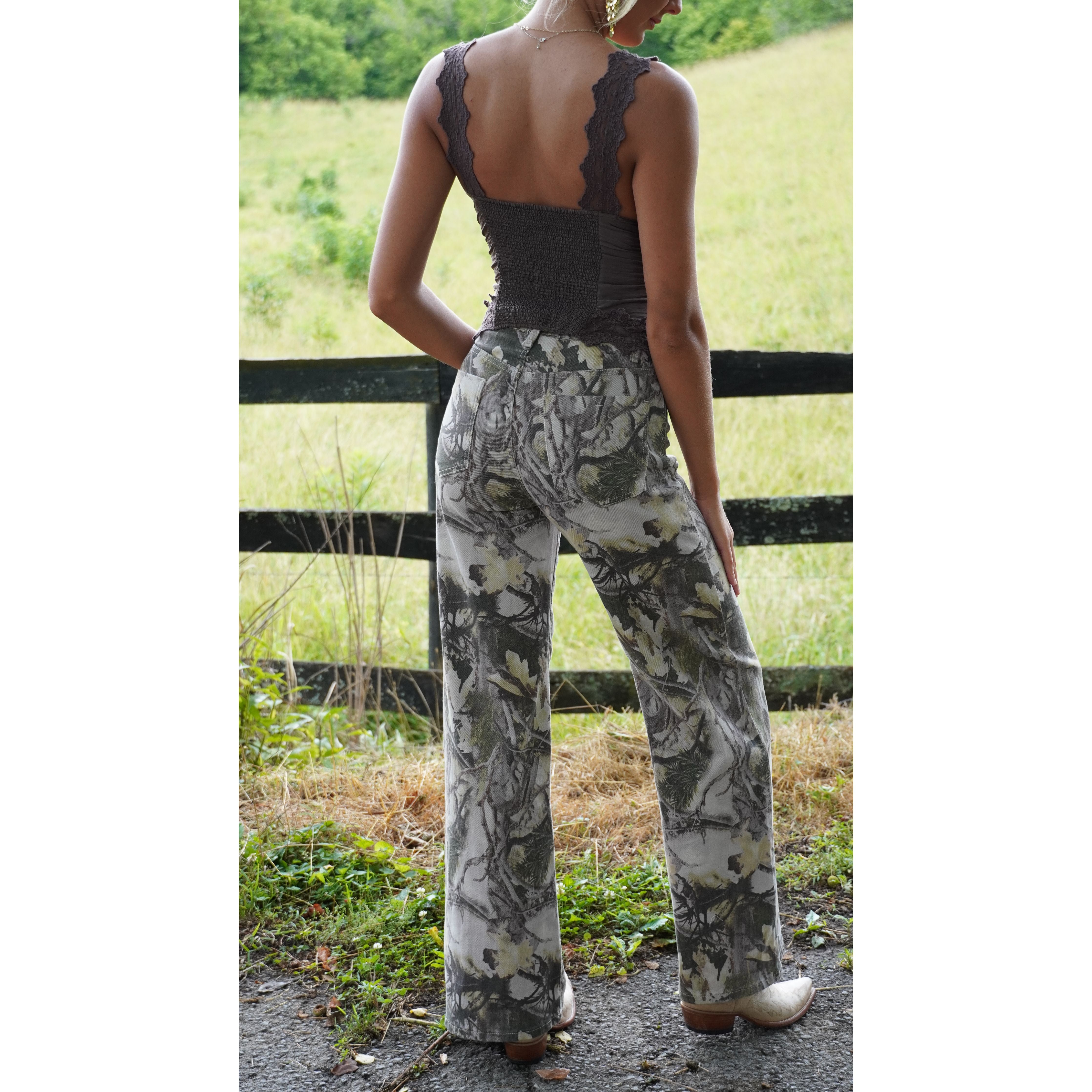High-Rise Camo Wide Leg Jean