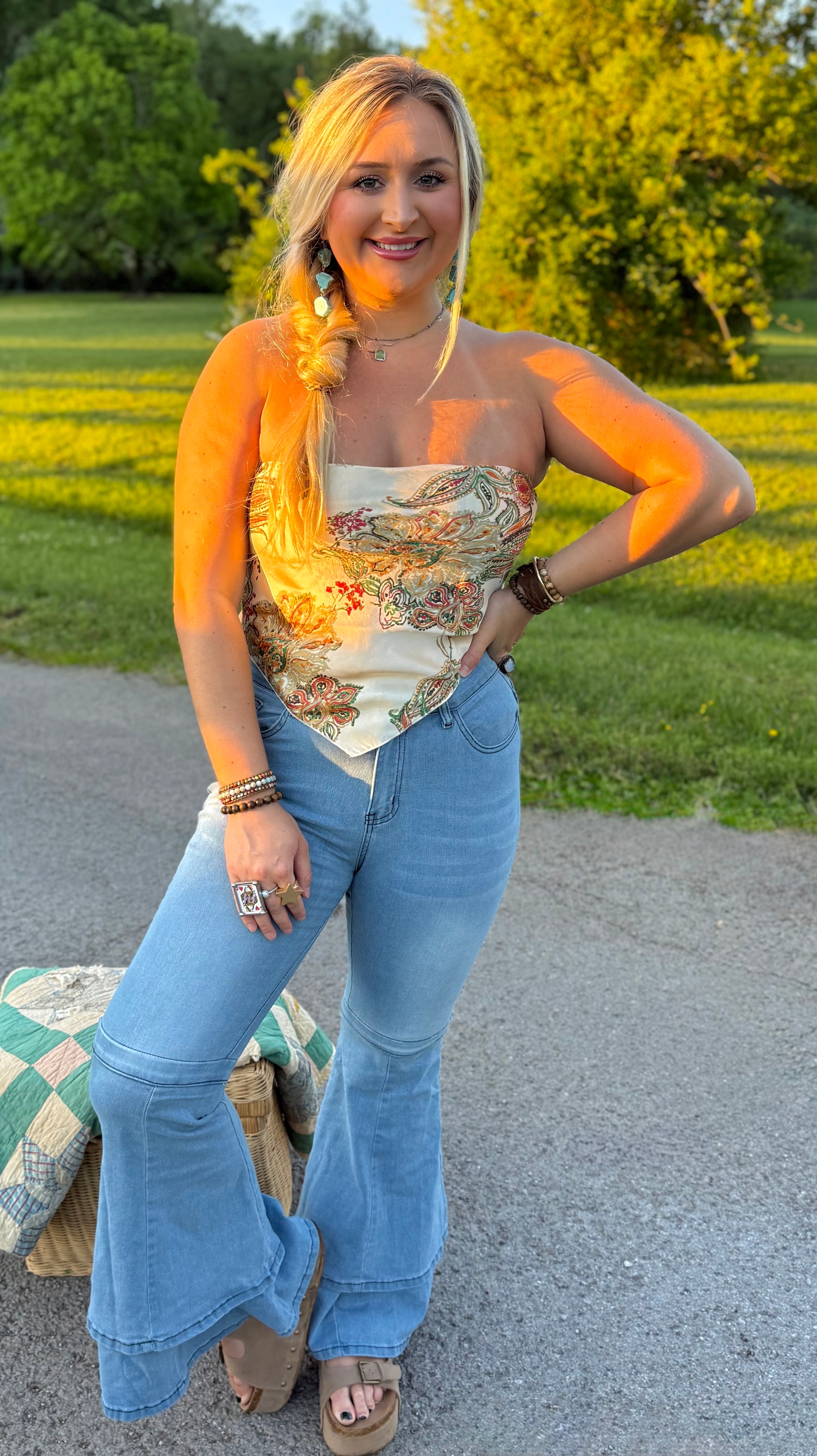 Sun Soaked Bandana Tube Top (Cream)