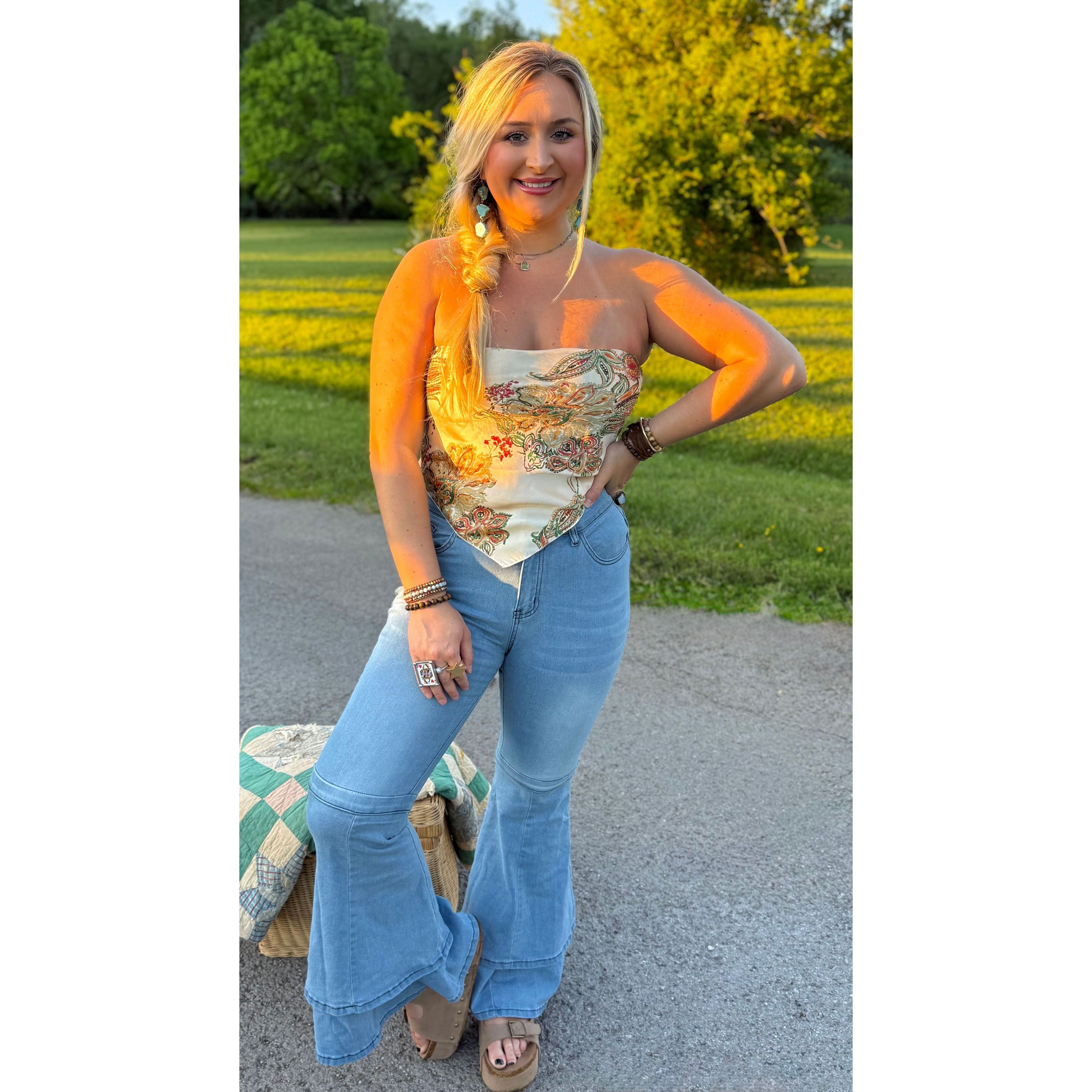 Sun Soaked Bandana Tube Top (Cream)