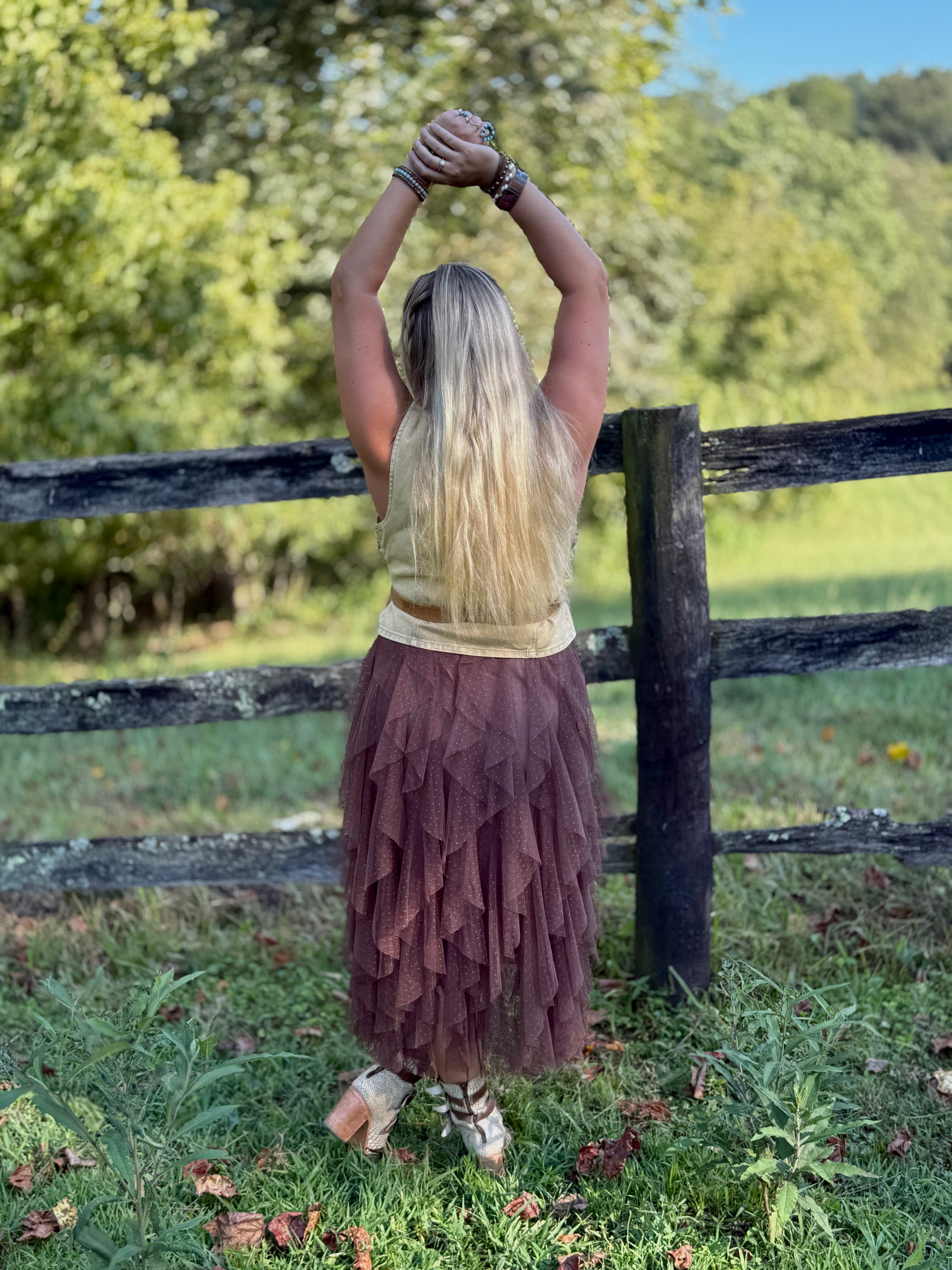 The Willow Mocha Tiered Skirt