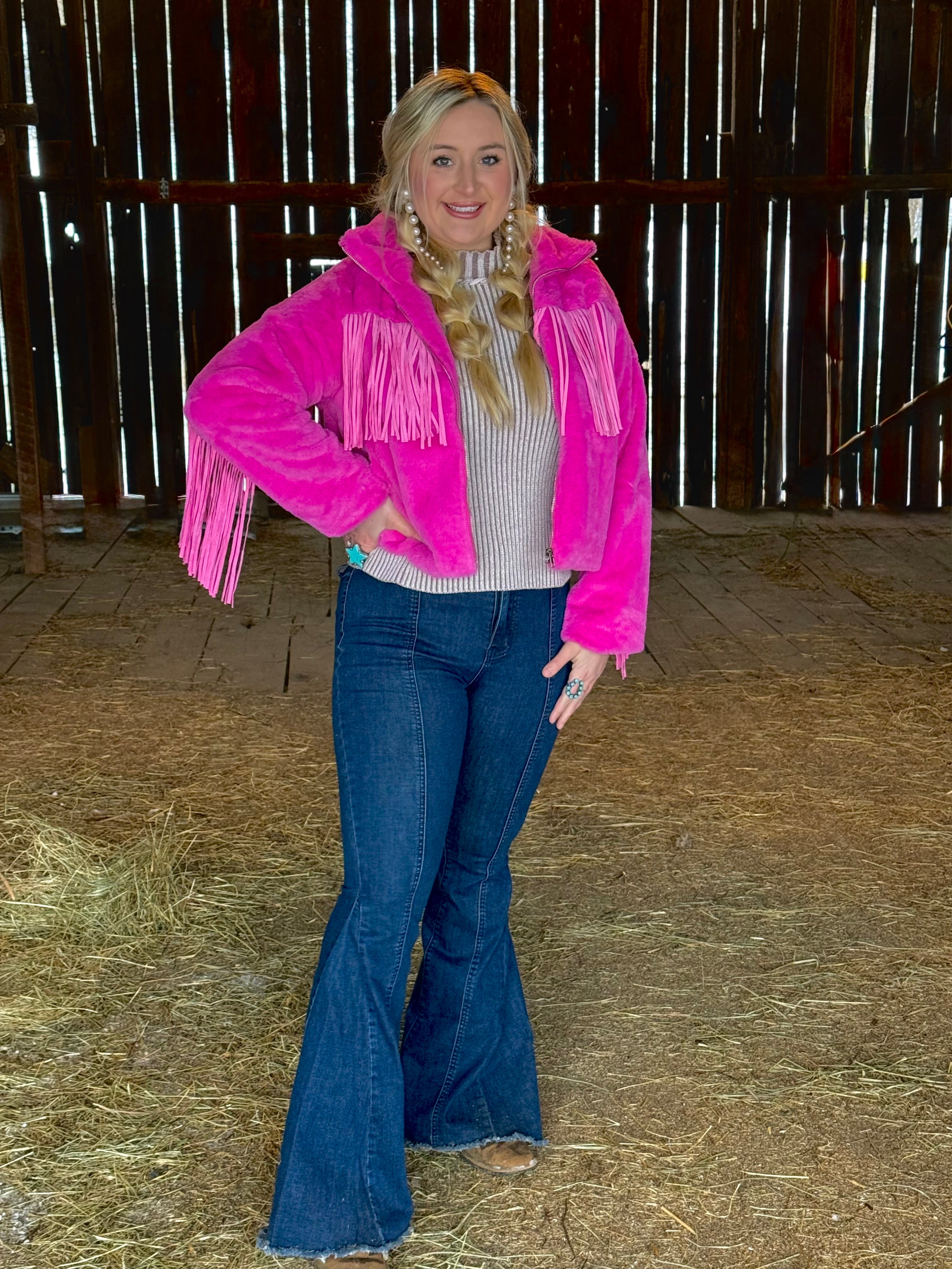 Pink Soft Fringe Jacket
