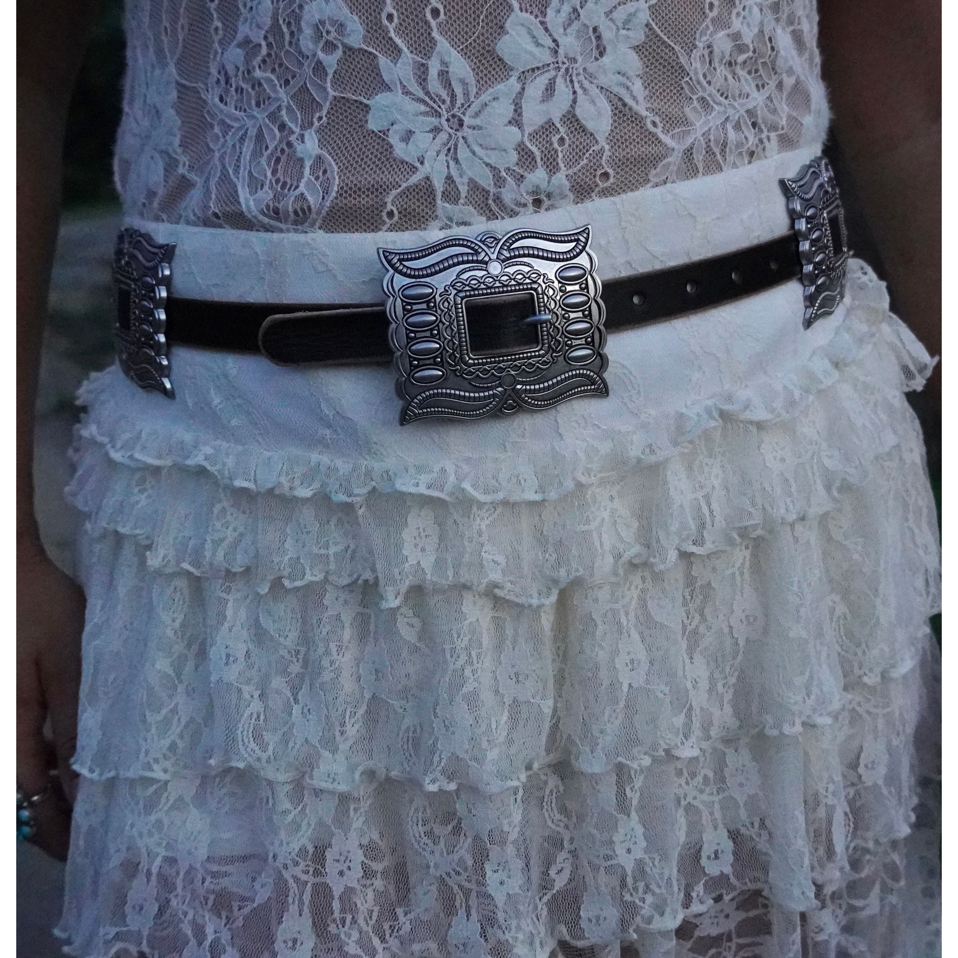 Black Square Concho Statement Belt
