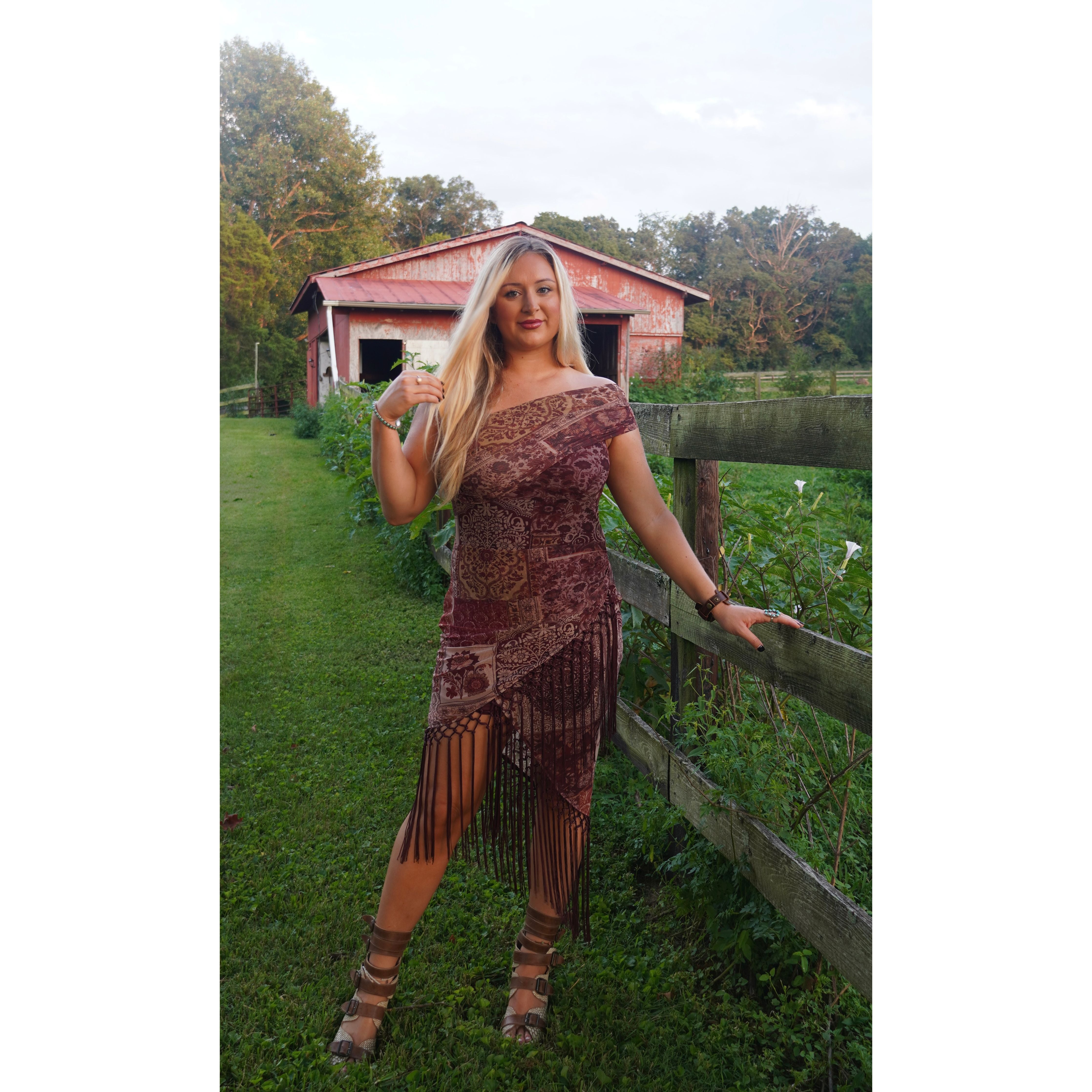 Bohemian Patchwork Fringe Dress