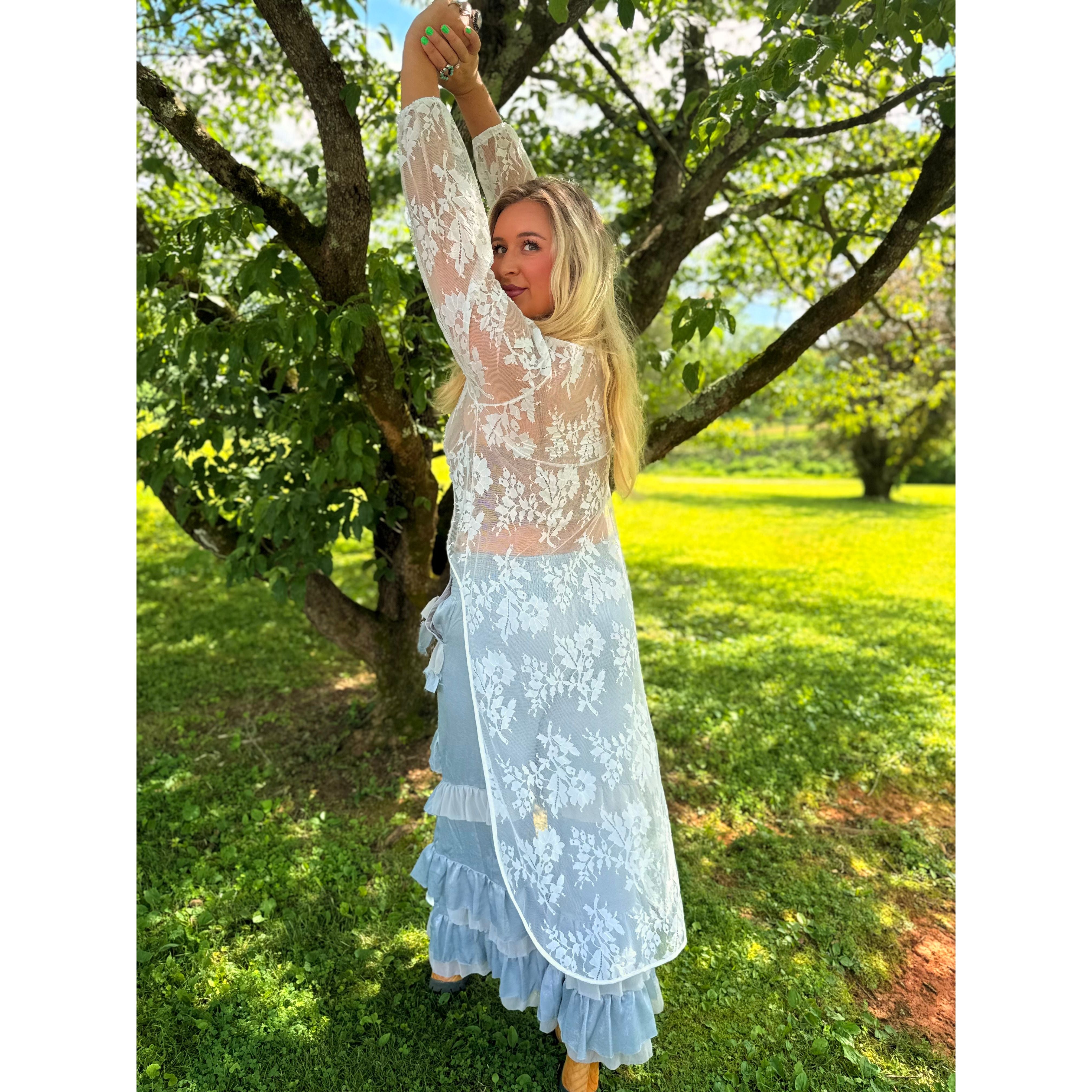White Lace High Low Top