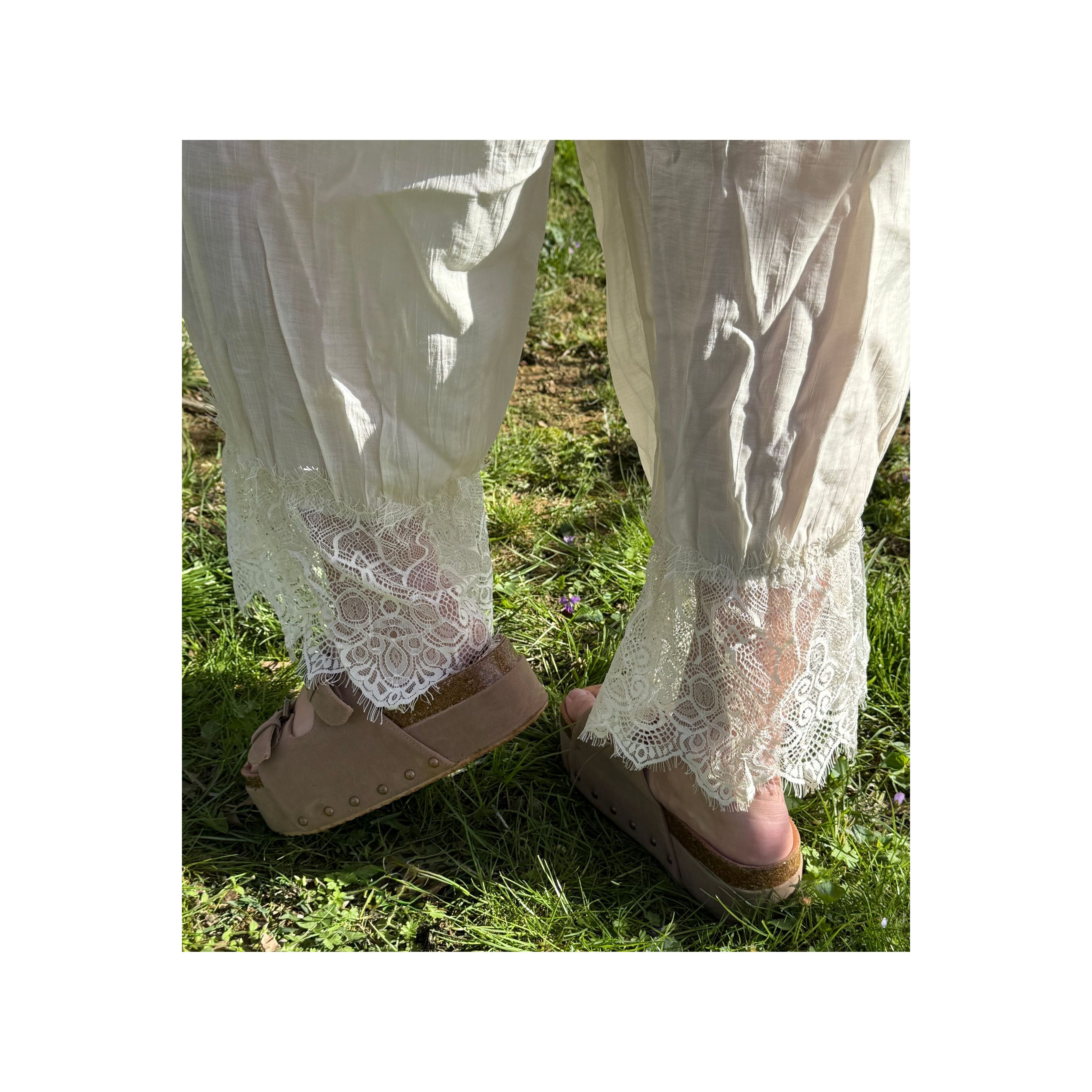 Spring Boho White Lace Pant