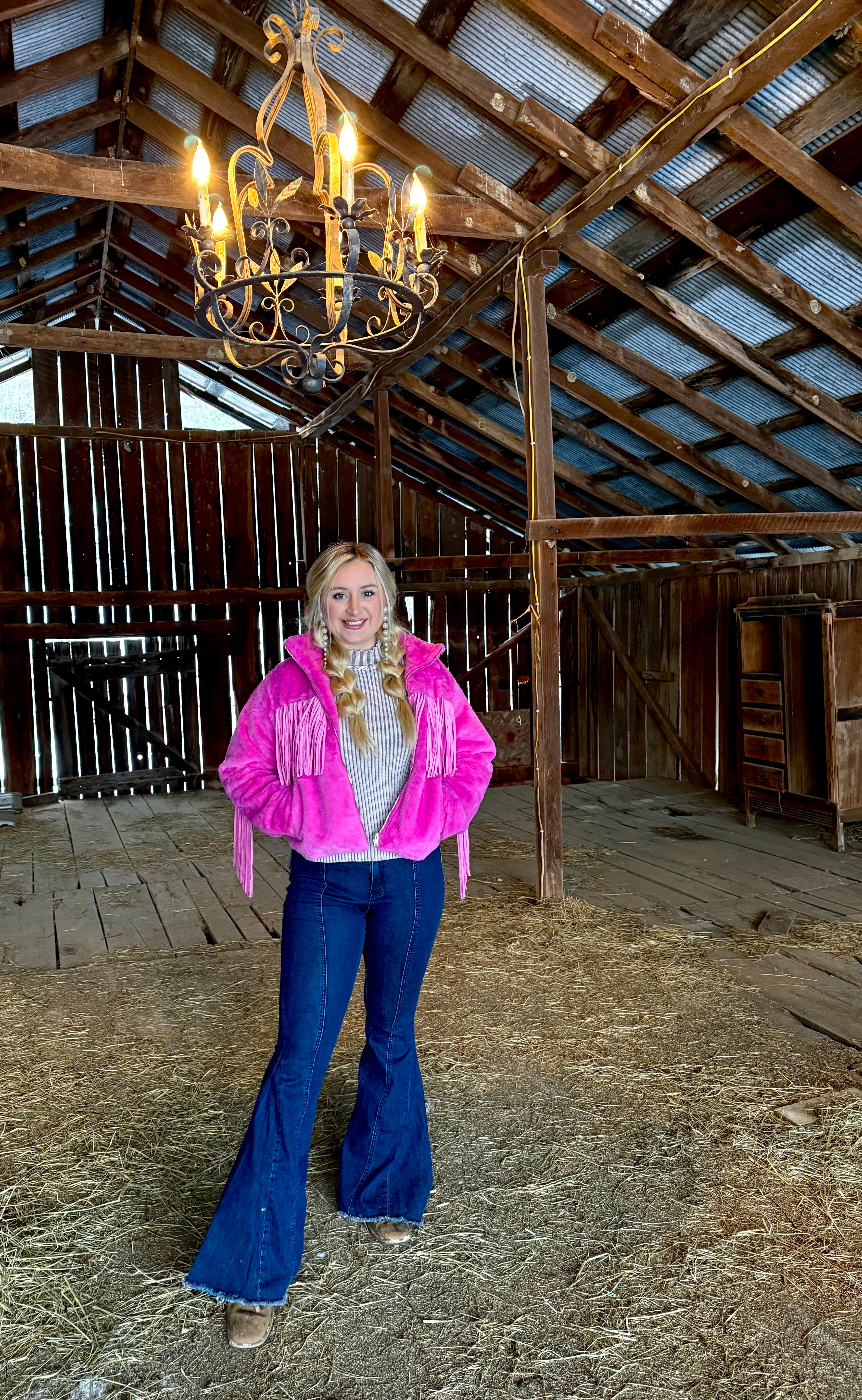Pink Soft Fringe Jacket