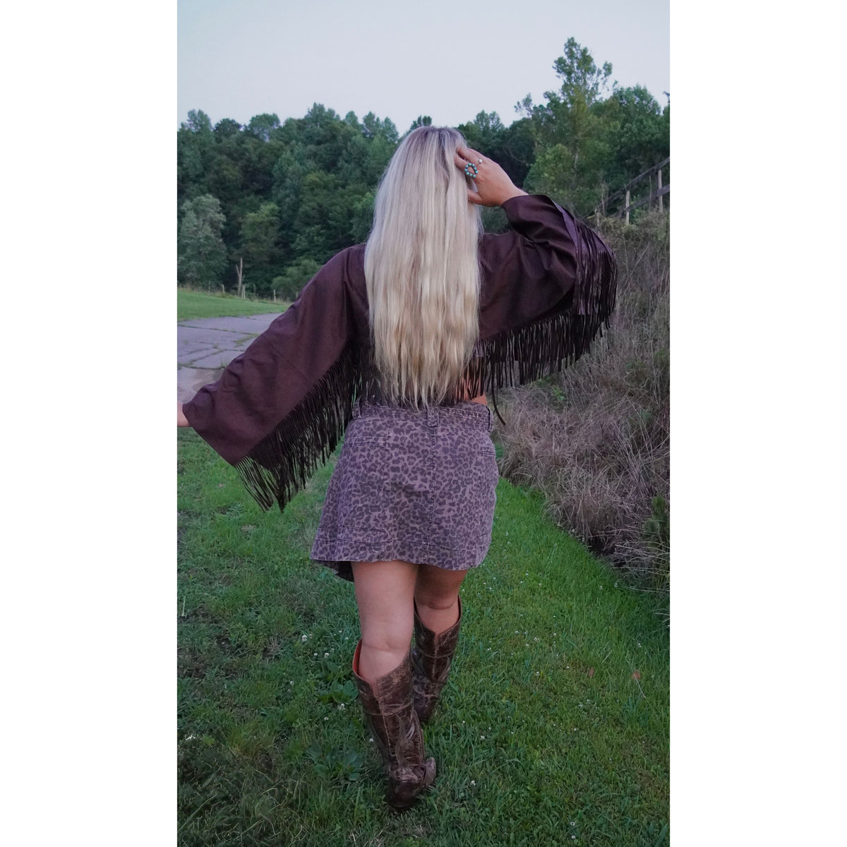 Leopard Belted Overlap Skirt