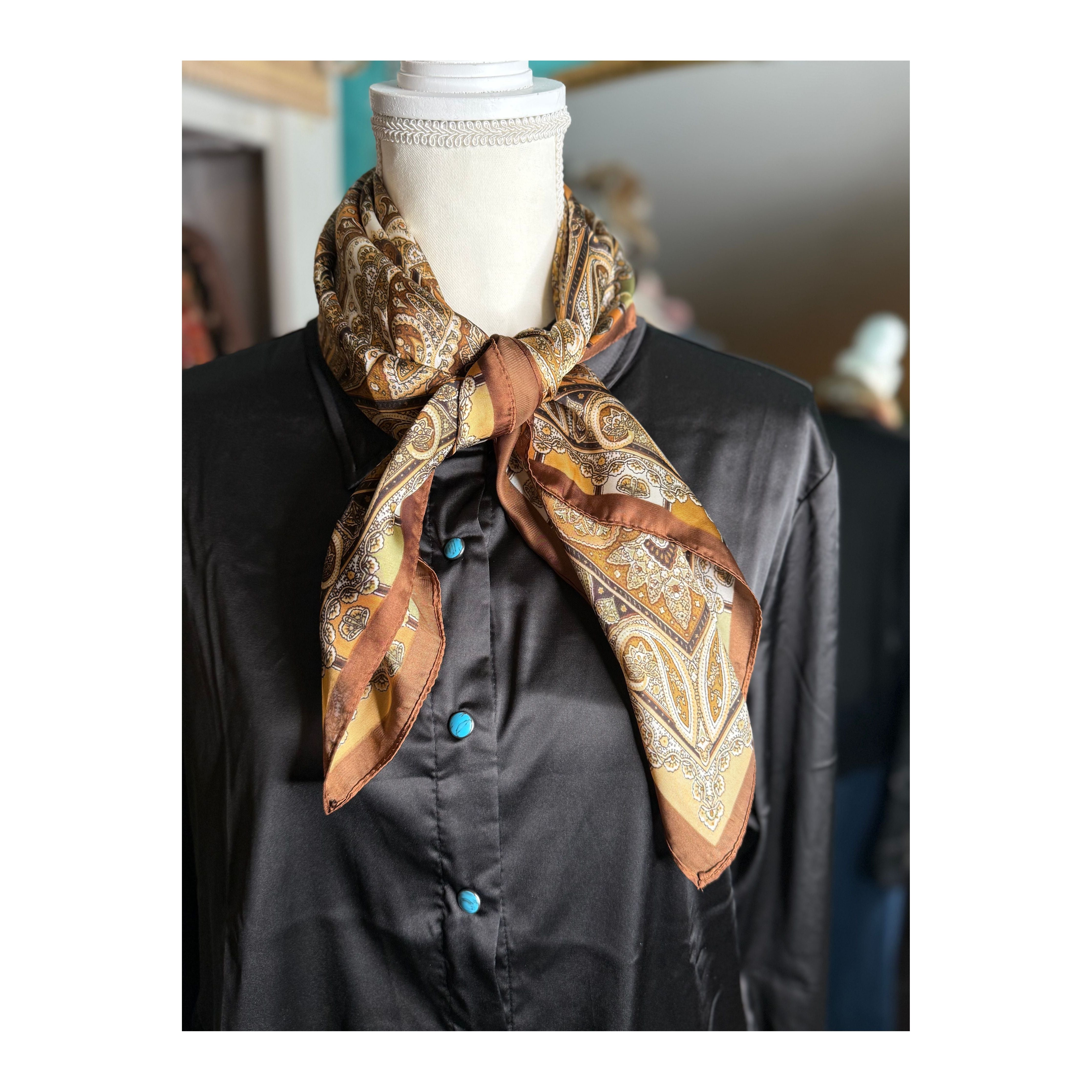 Brown Paisley Satin Scarf