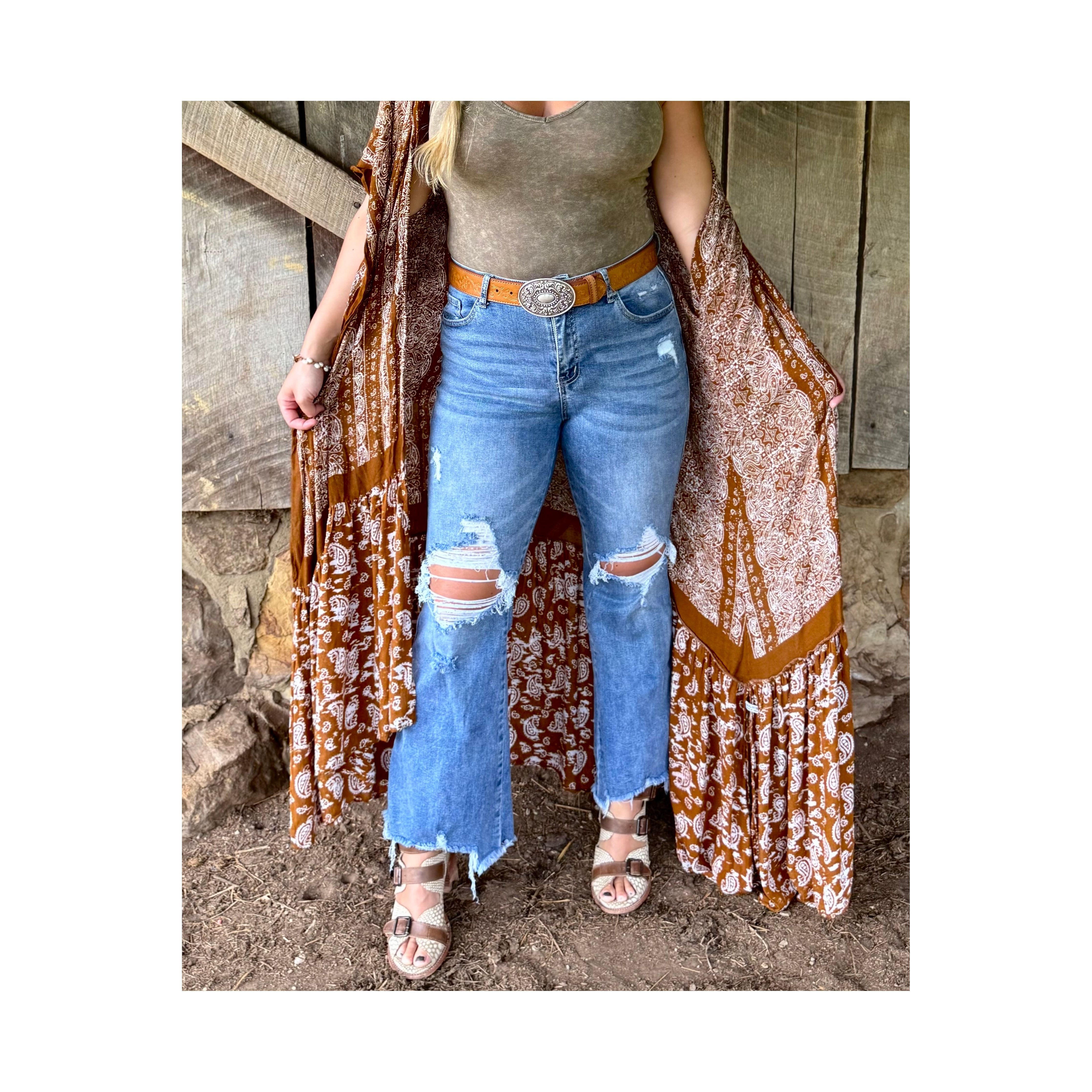 Rustic Spirit Brown Paisley Duster