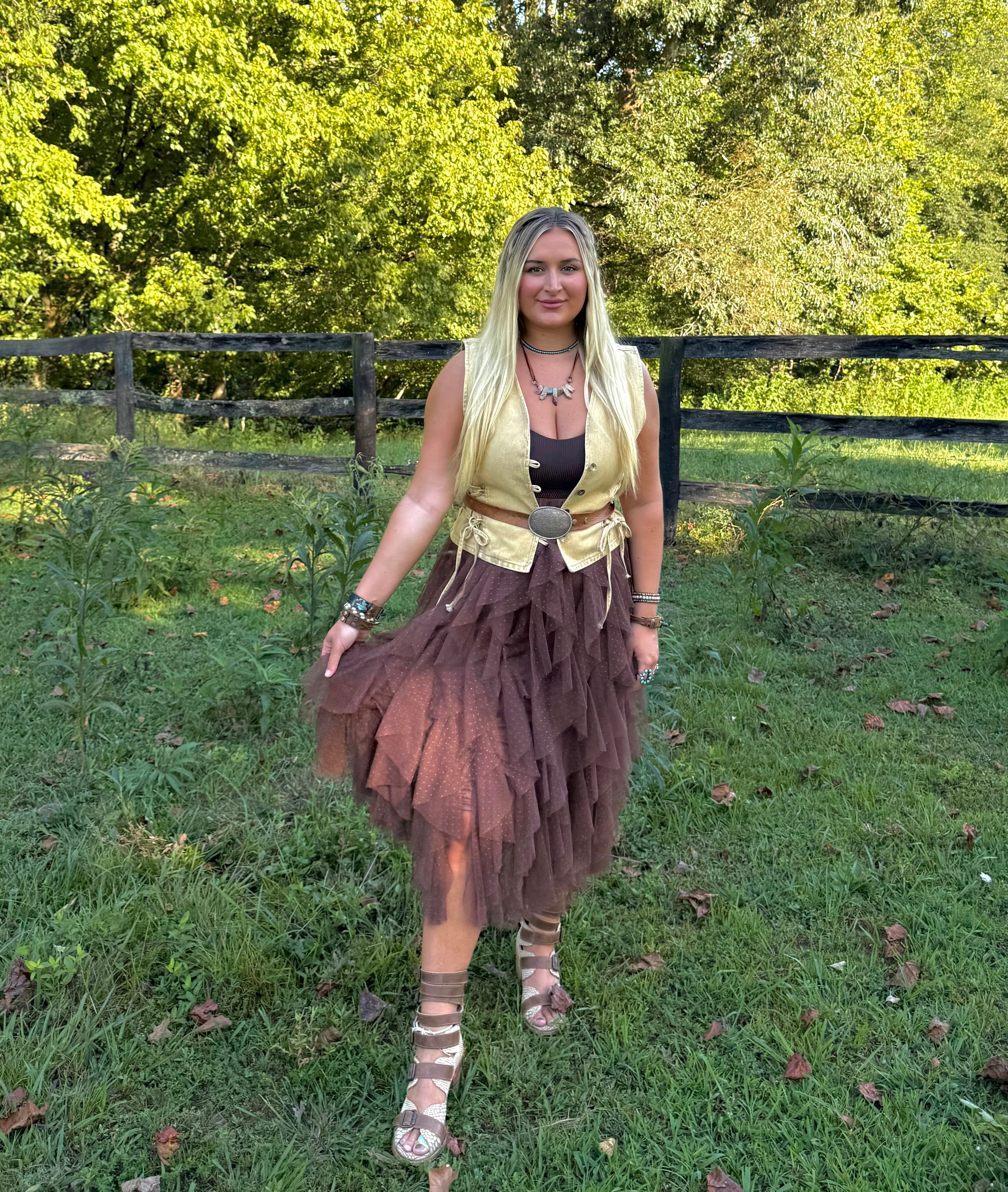 The Willow Mocha Tiered Skirt