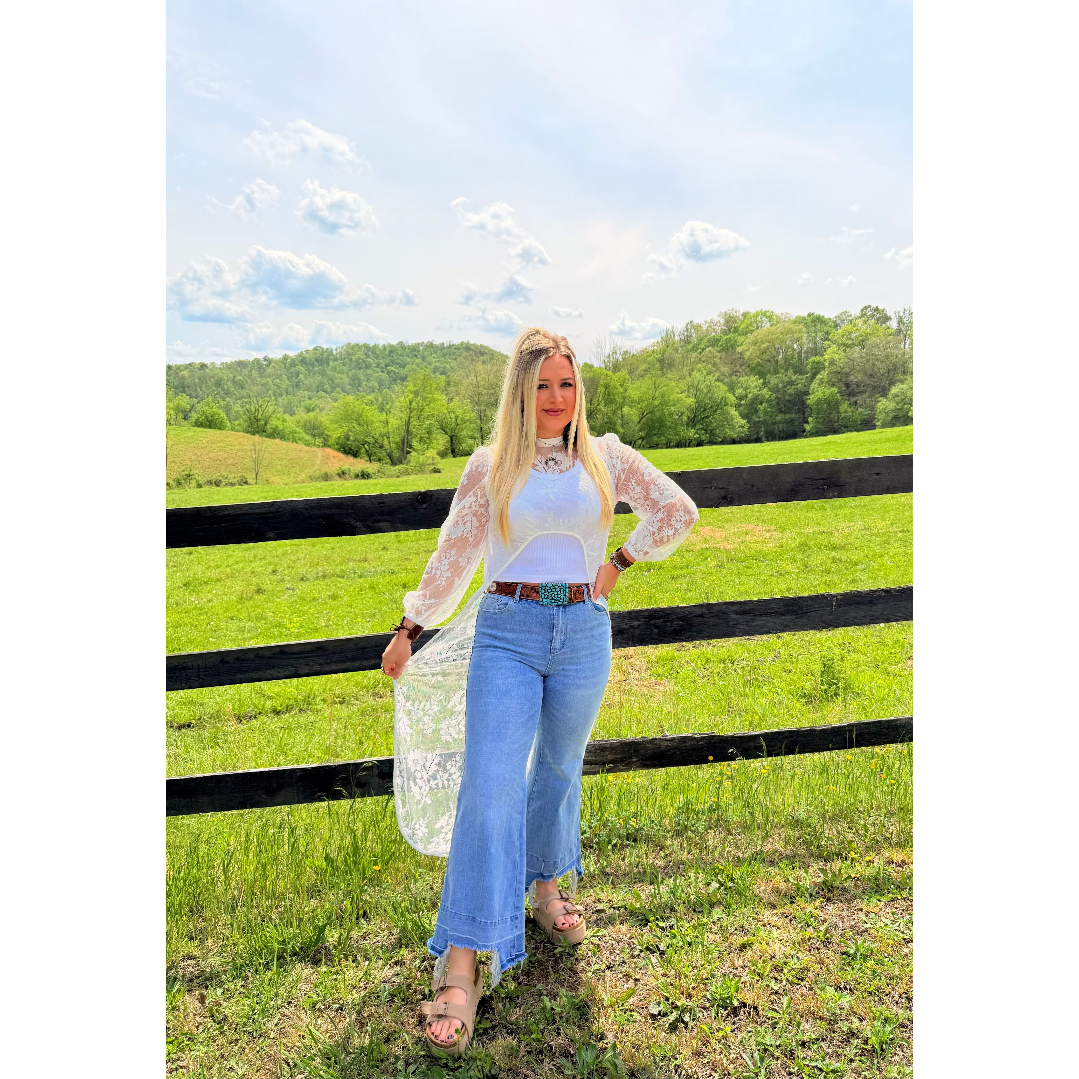 White Lace High Low Top