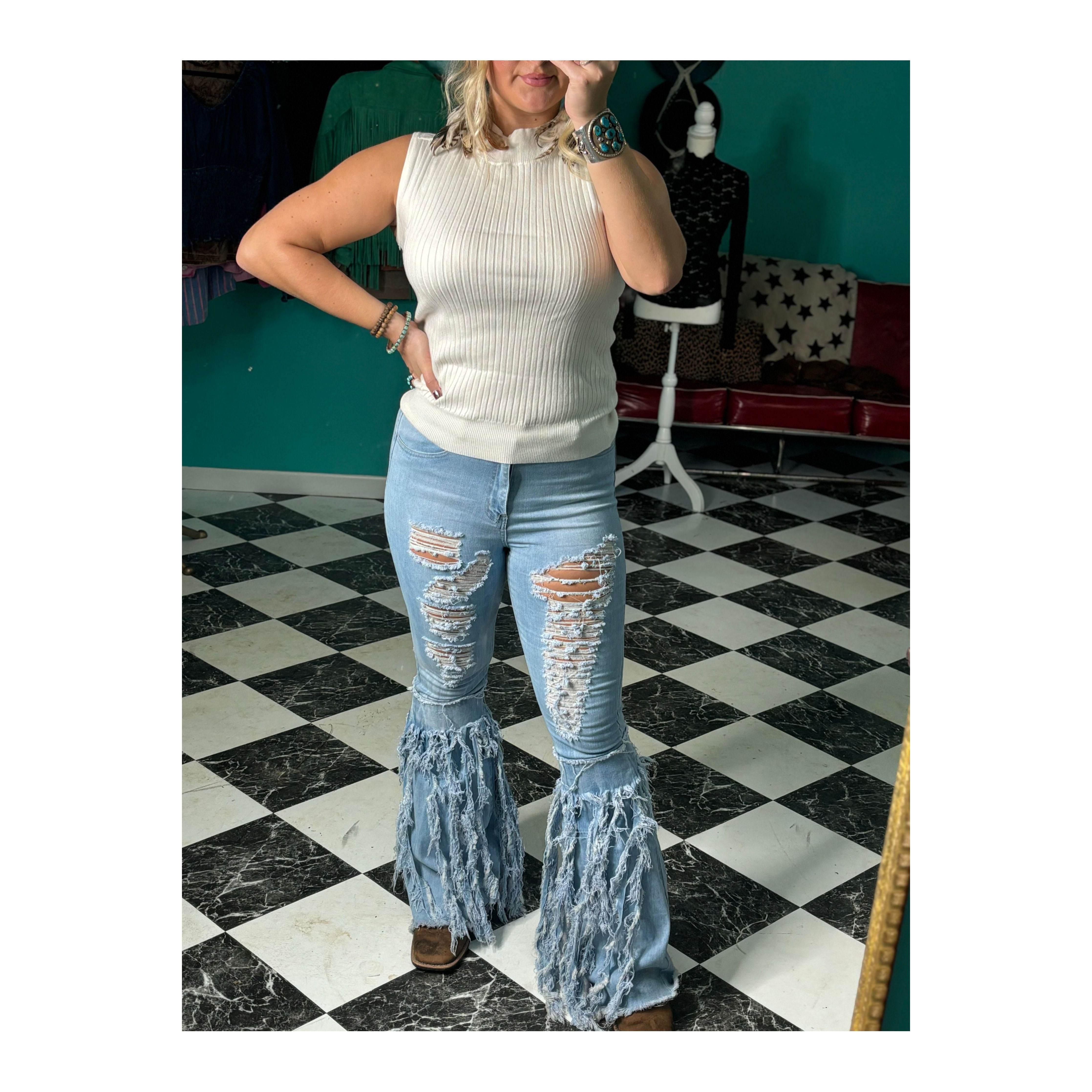 White High Neck Sweater Vest