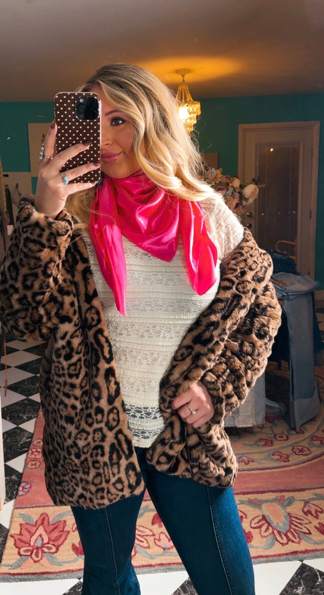 Dark Pink Satin Scarf