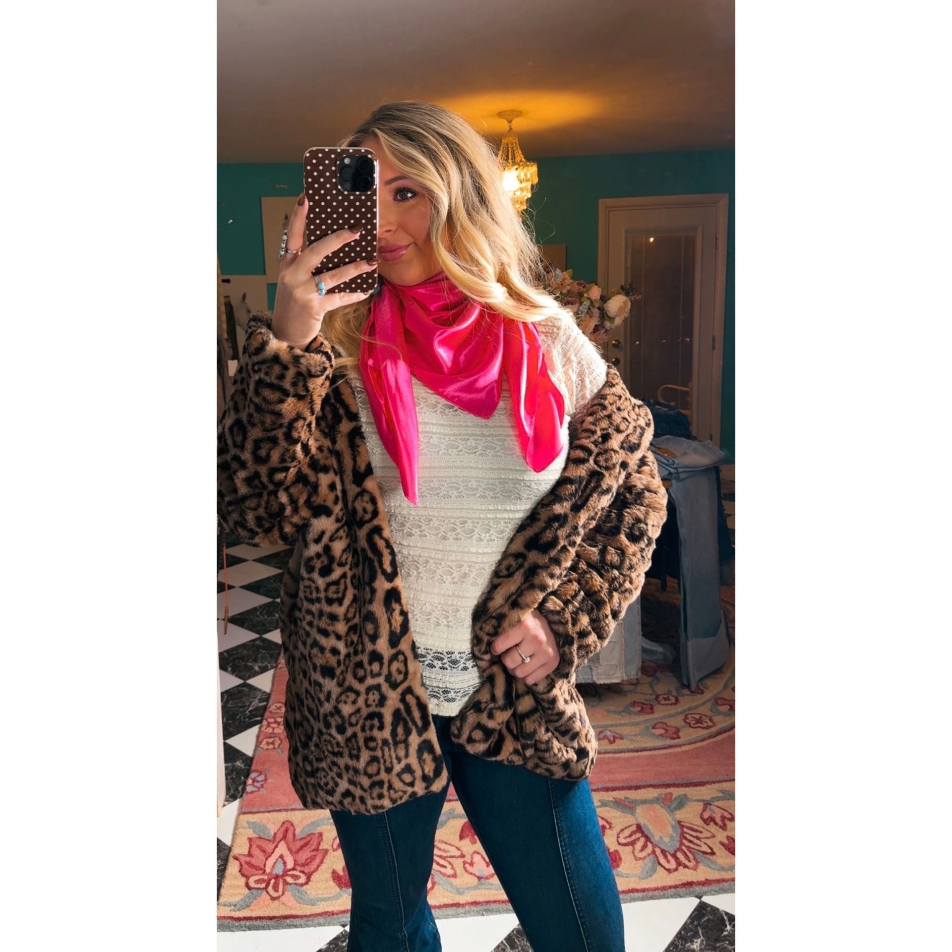 Dark Pink Satin Scarf
