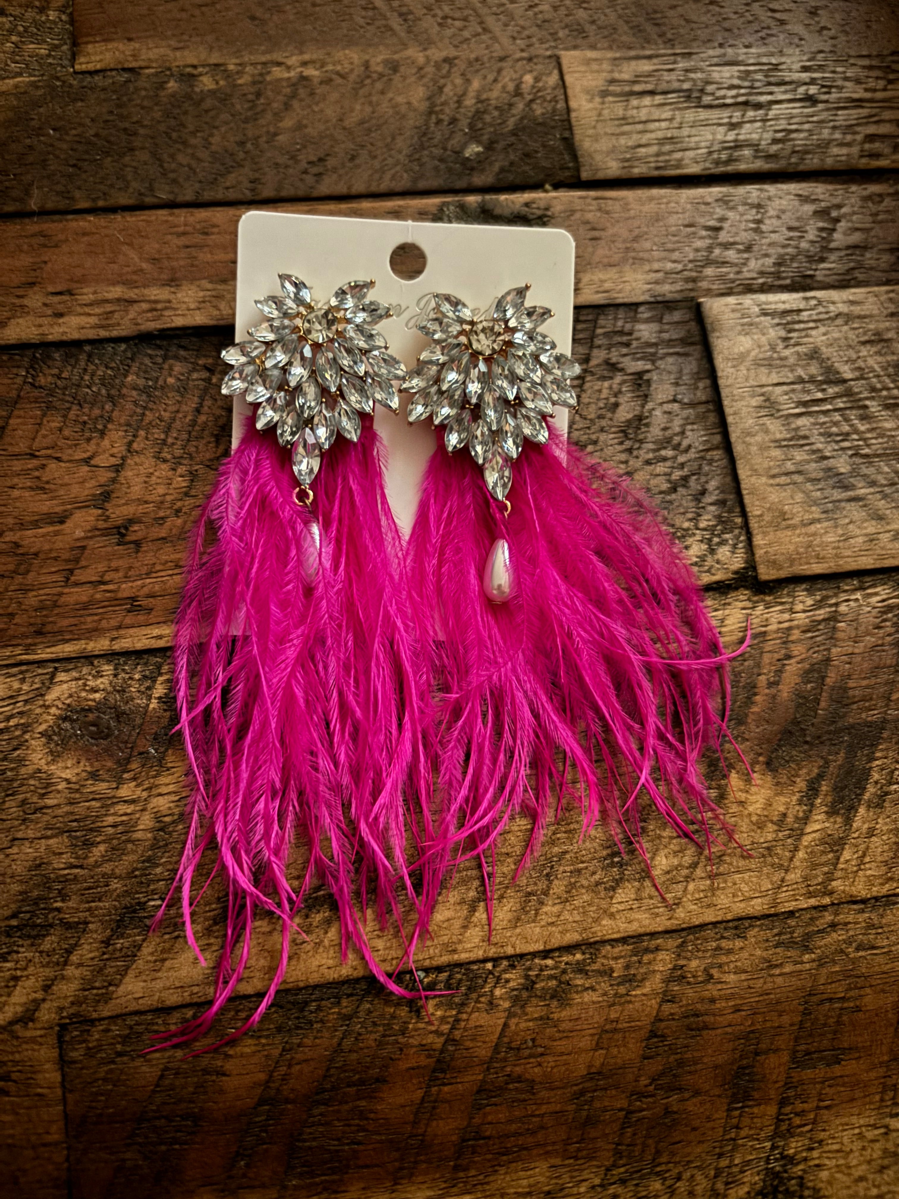 Pink Diamond Feather Earring