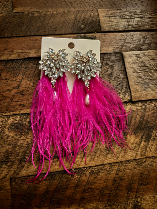 Pink Diamond Feather Earring