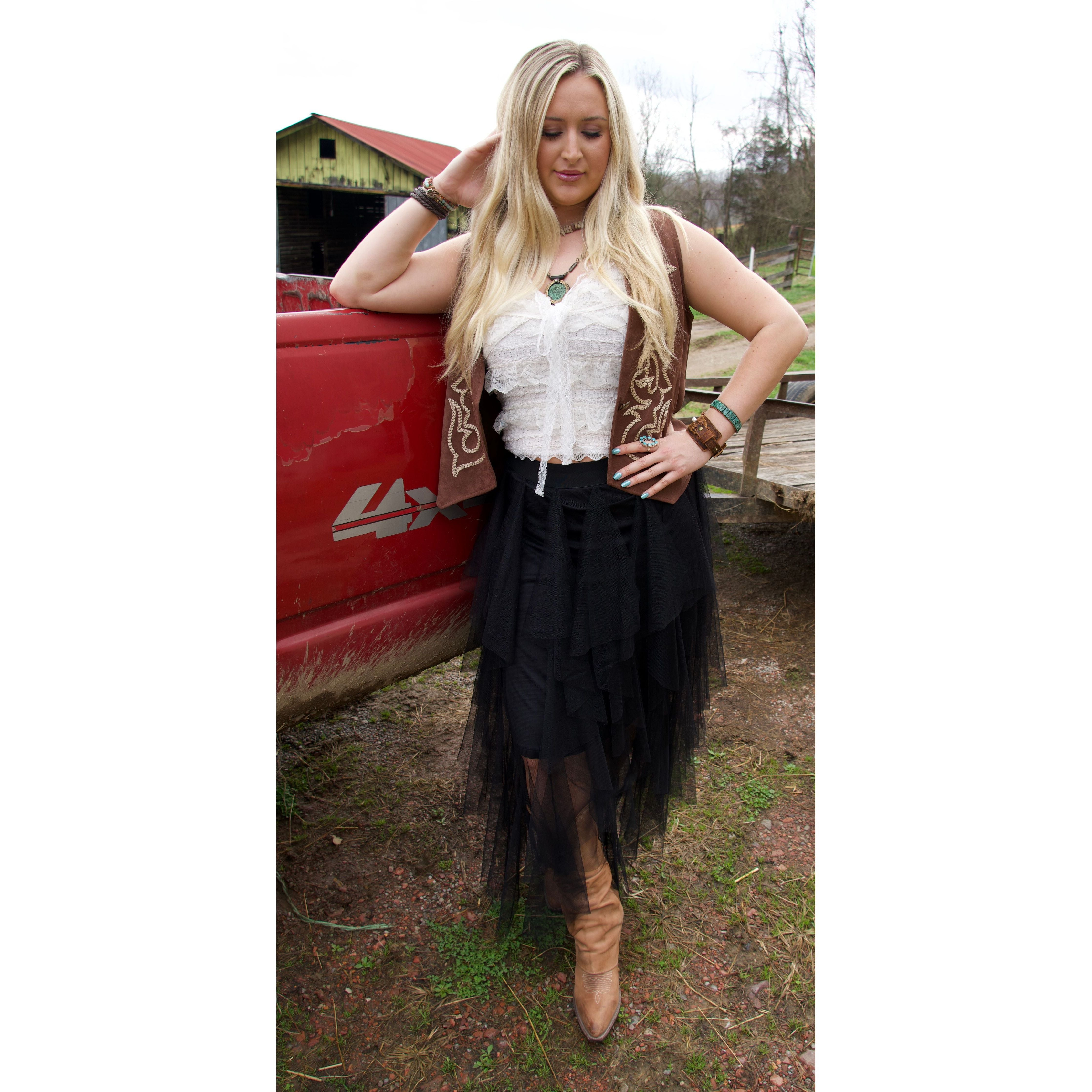 Country Days Chocolate Brown Suede Vest