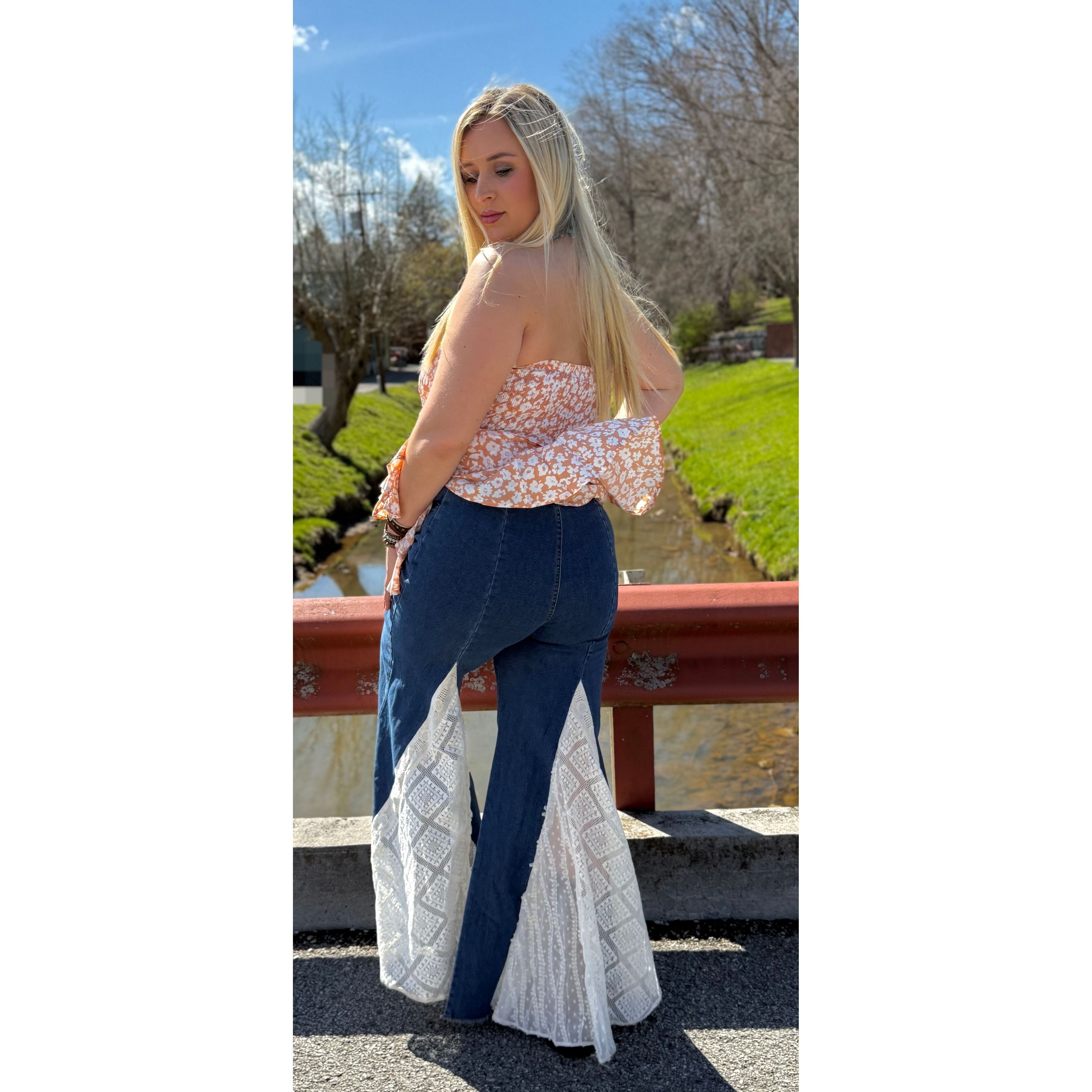 My Dream Bell Bottom White Lace