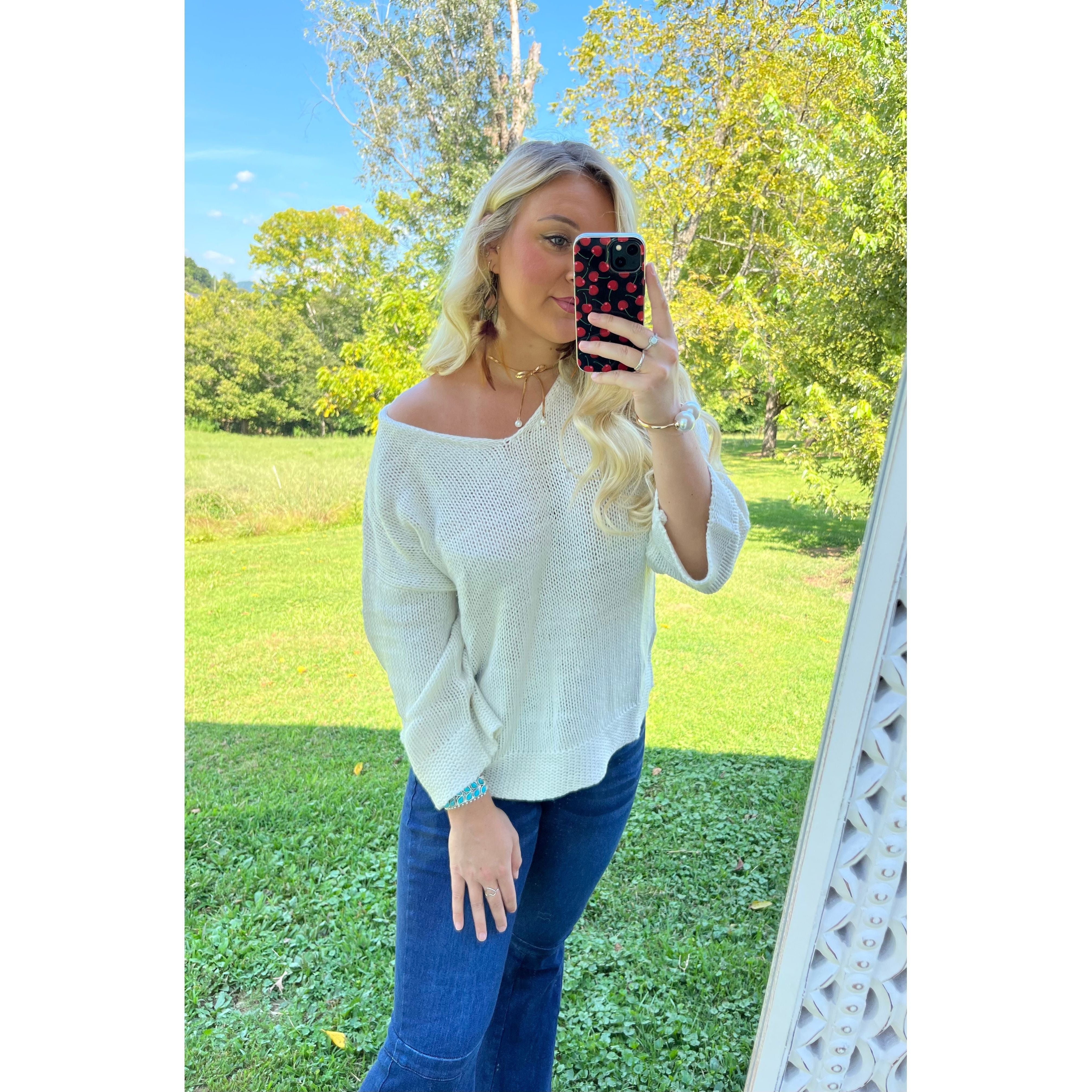 Keeping Cozy White Sweater