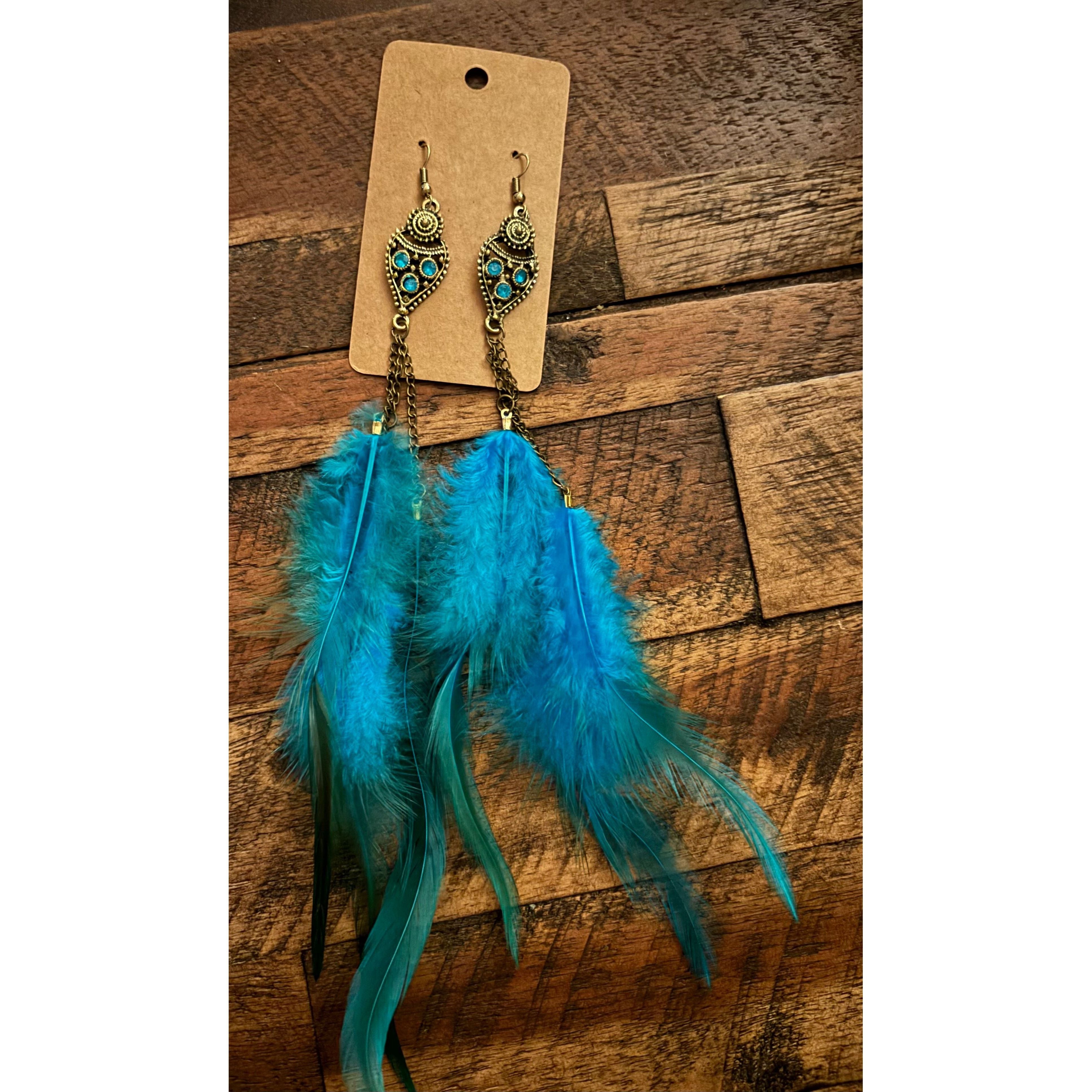 Blue Feather Earring