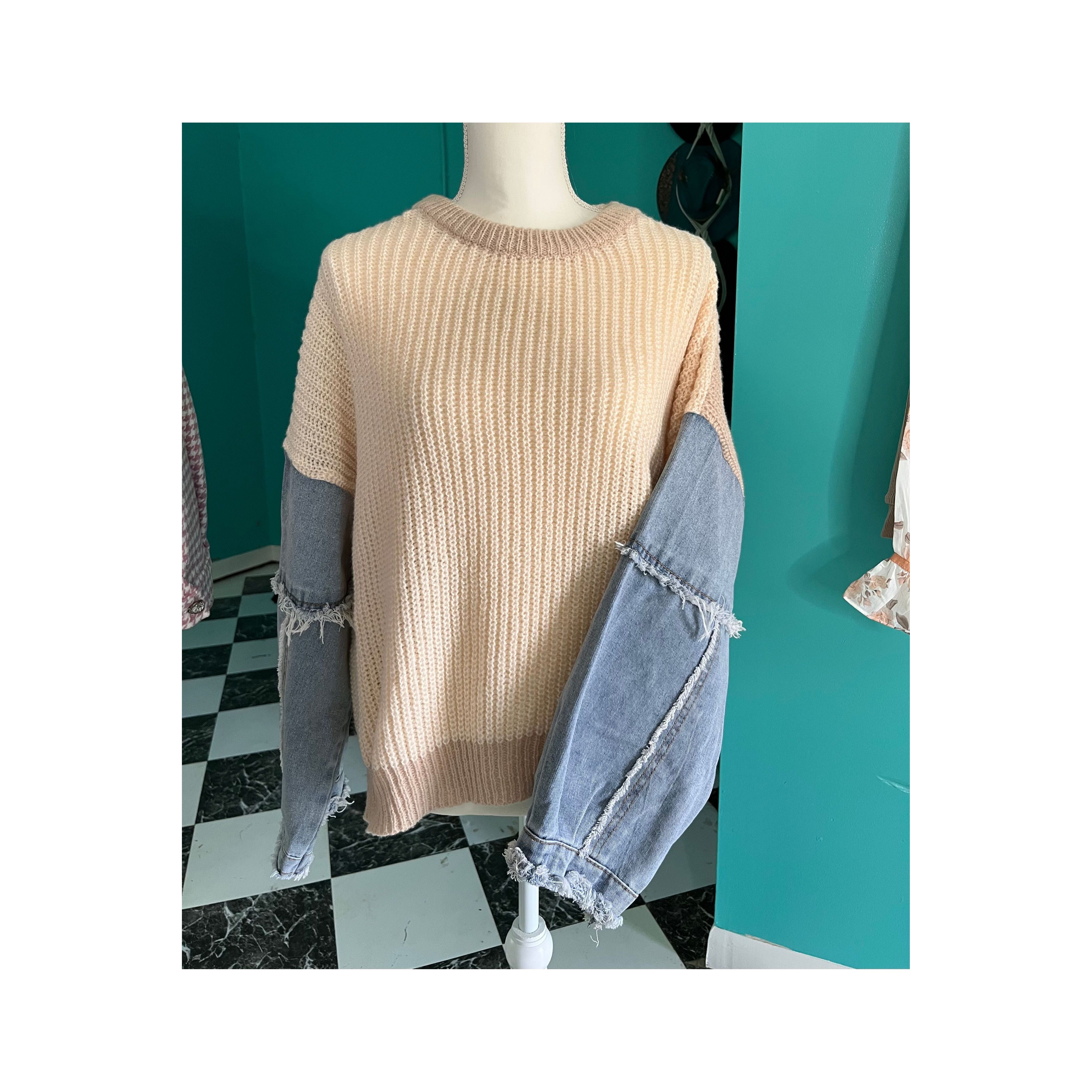 Denim Sleeve Sweater