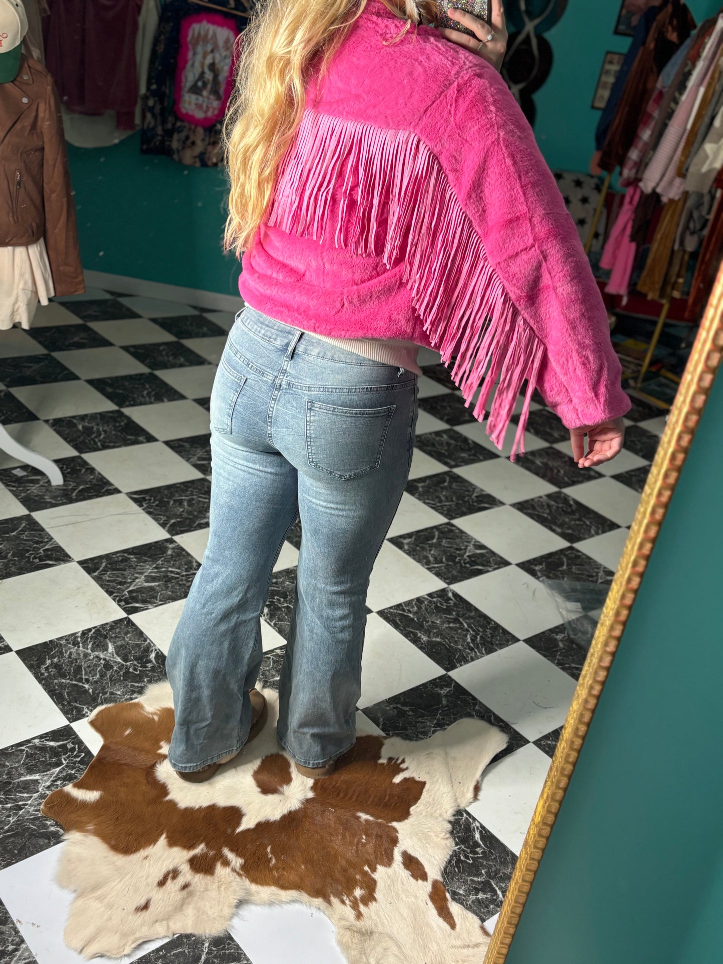 Pink Soft Fringe Jacket