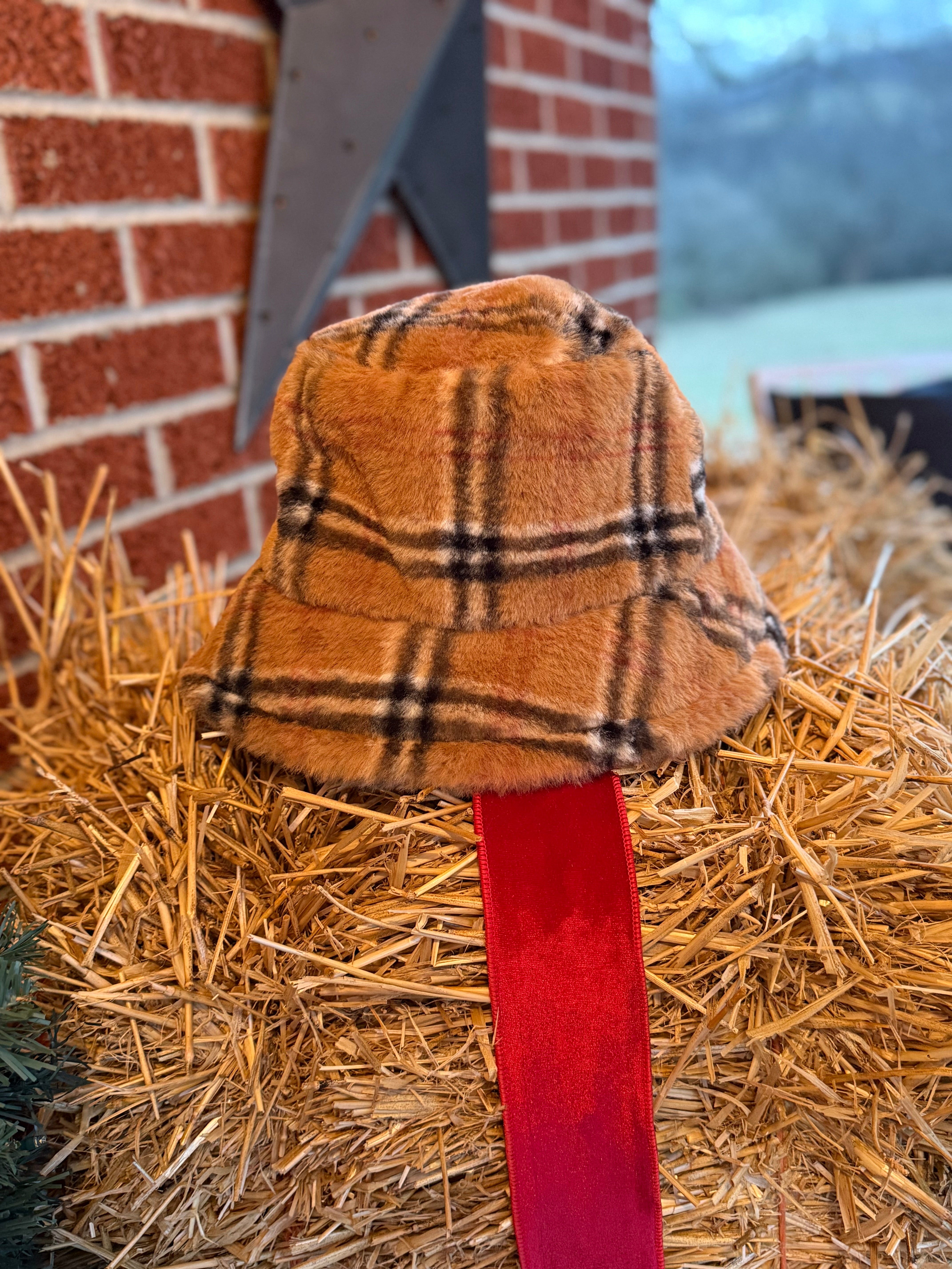 Preppy Plaid Bucket Hat (dark tan)