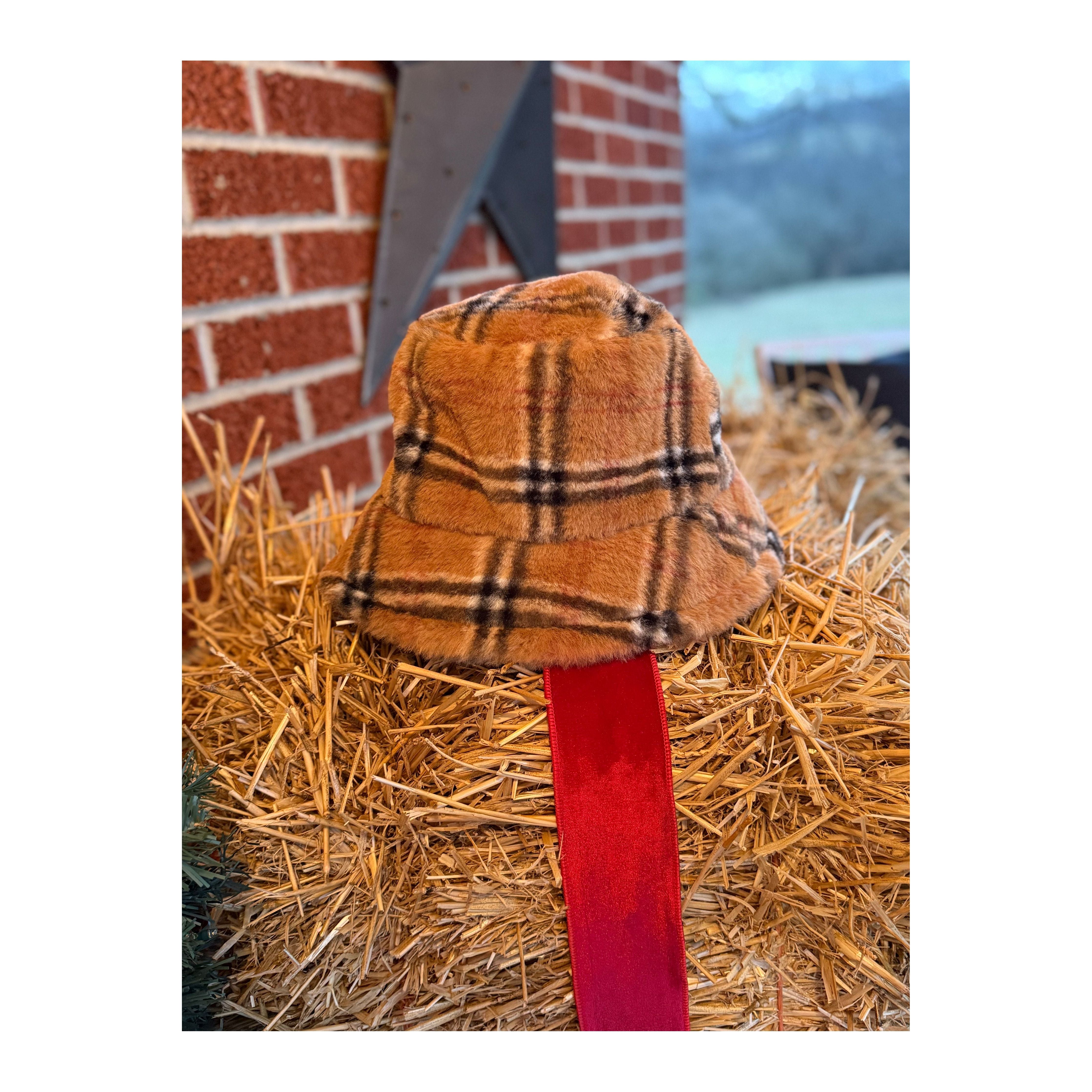 Preppy Plaid Bucket Hat (dark tan)