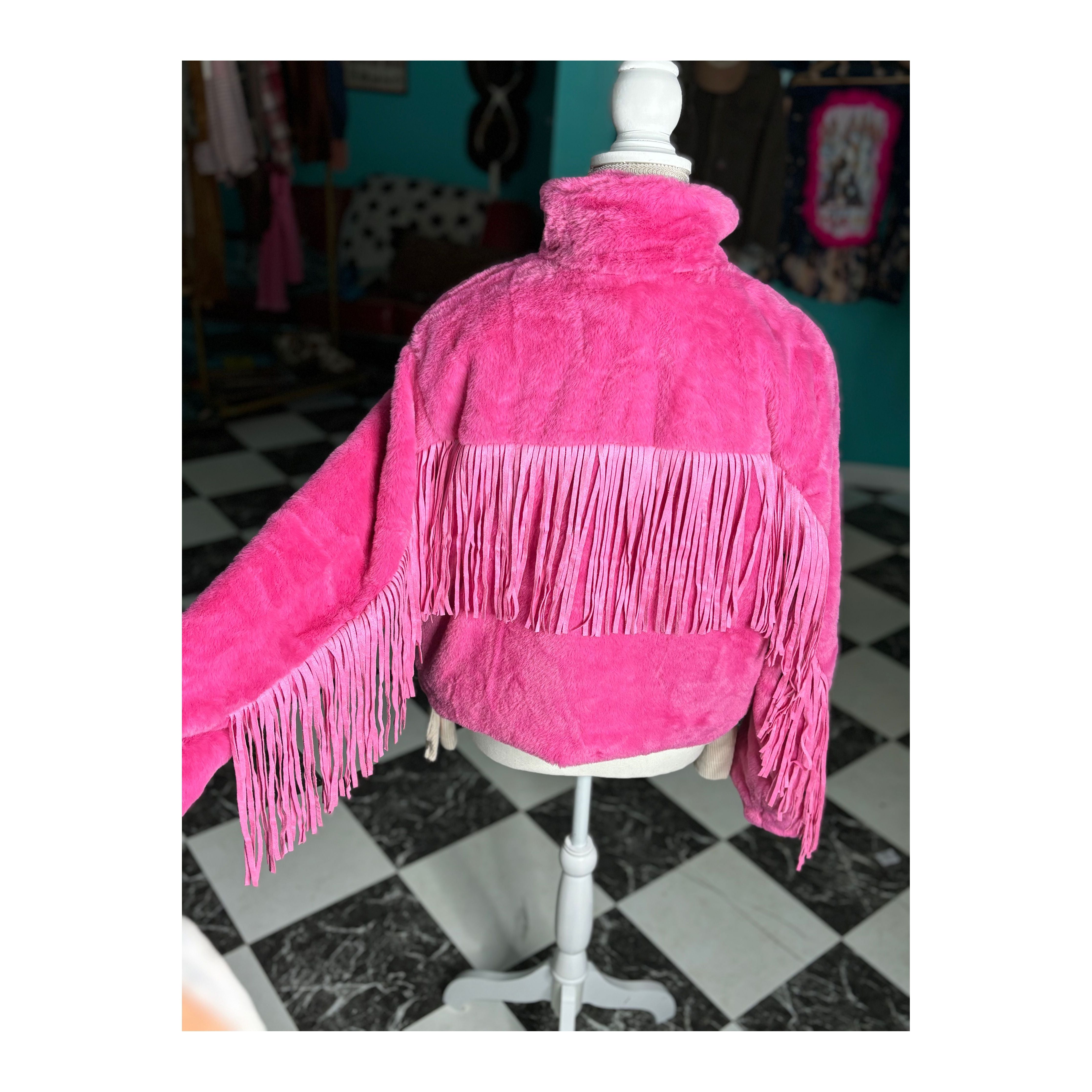 Pink Soft Fringe Jacket
