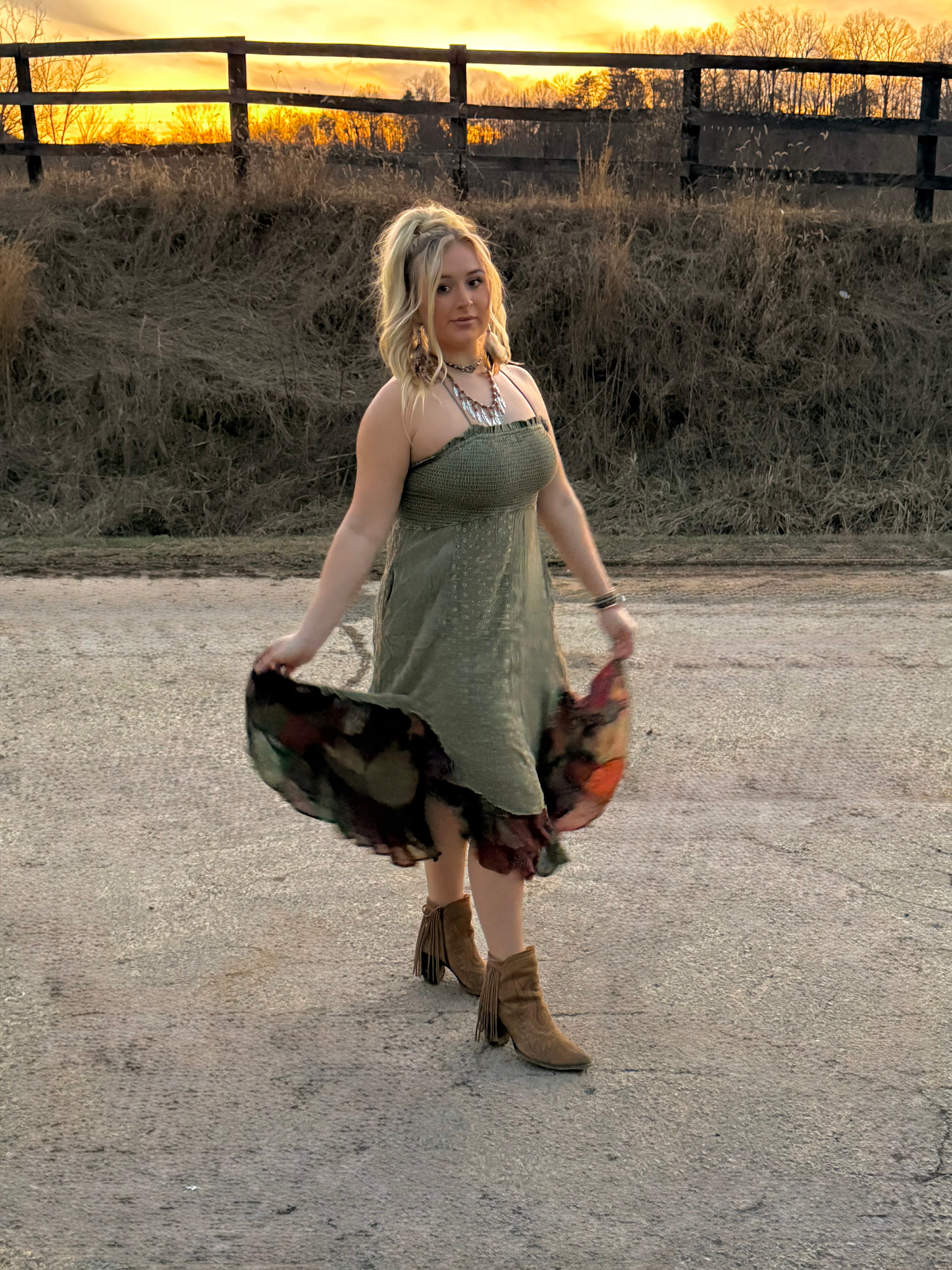 Picking Flowers Boho Midi Dress