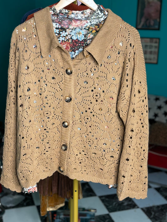 Tan Button Cardigan