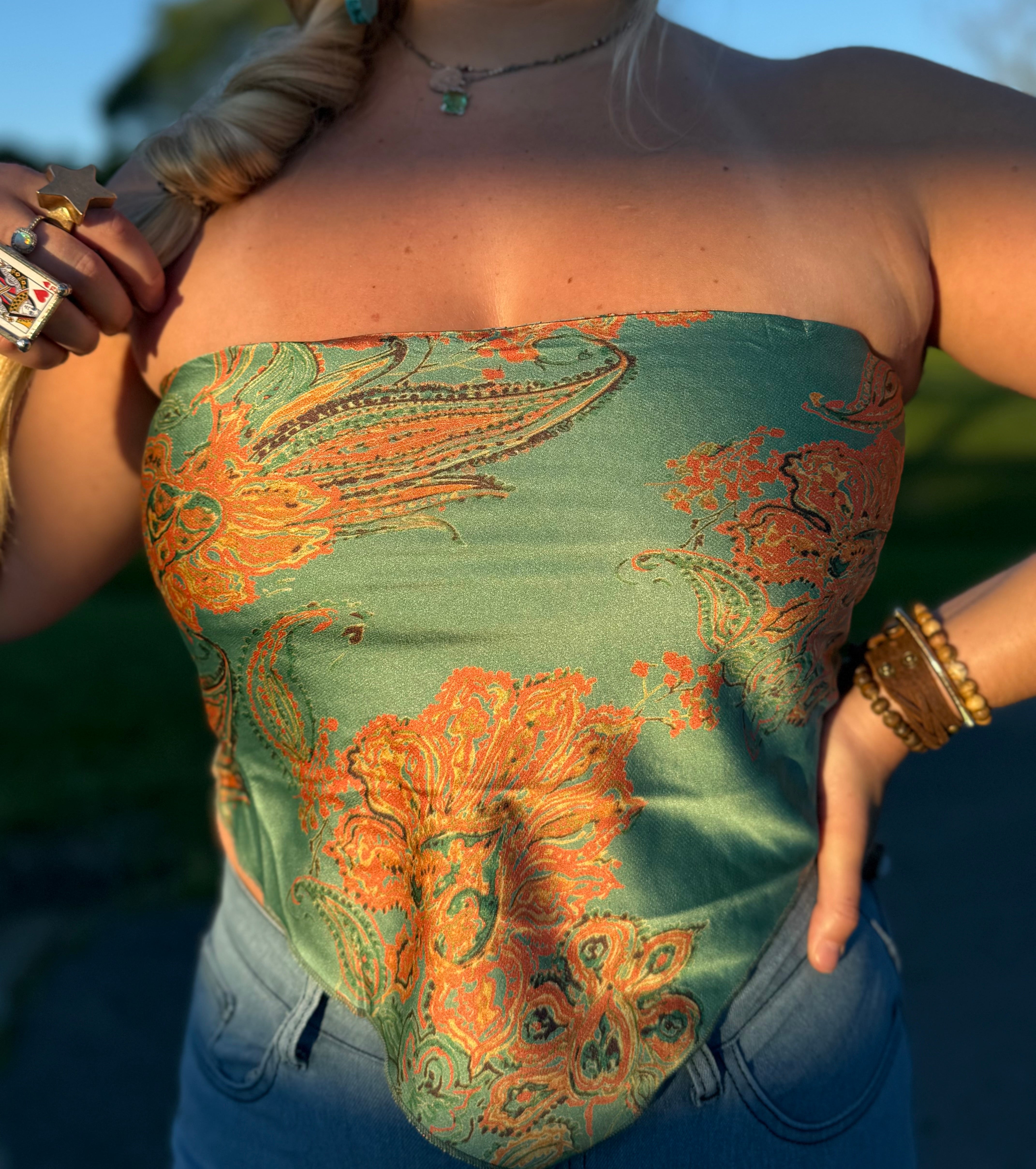 Sun Soaked Bandana Tube Top (Teal)
