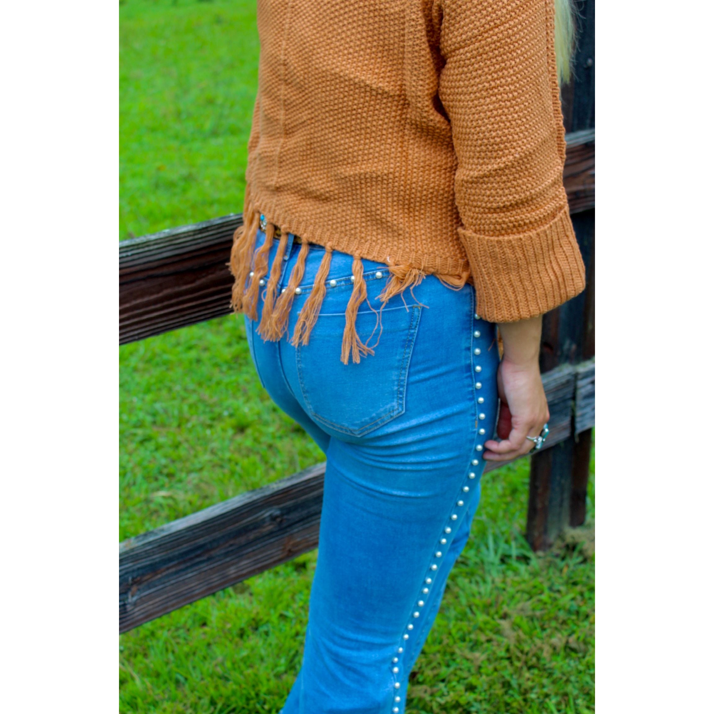 Embellished Pearl Flare Jean