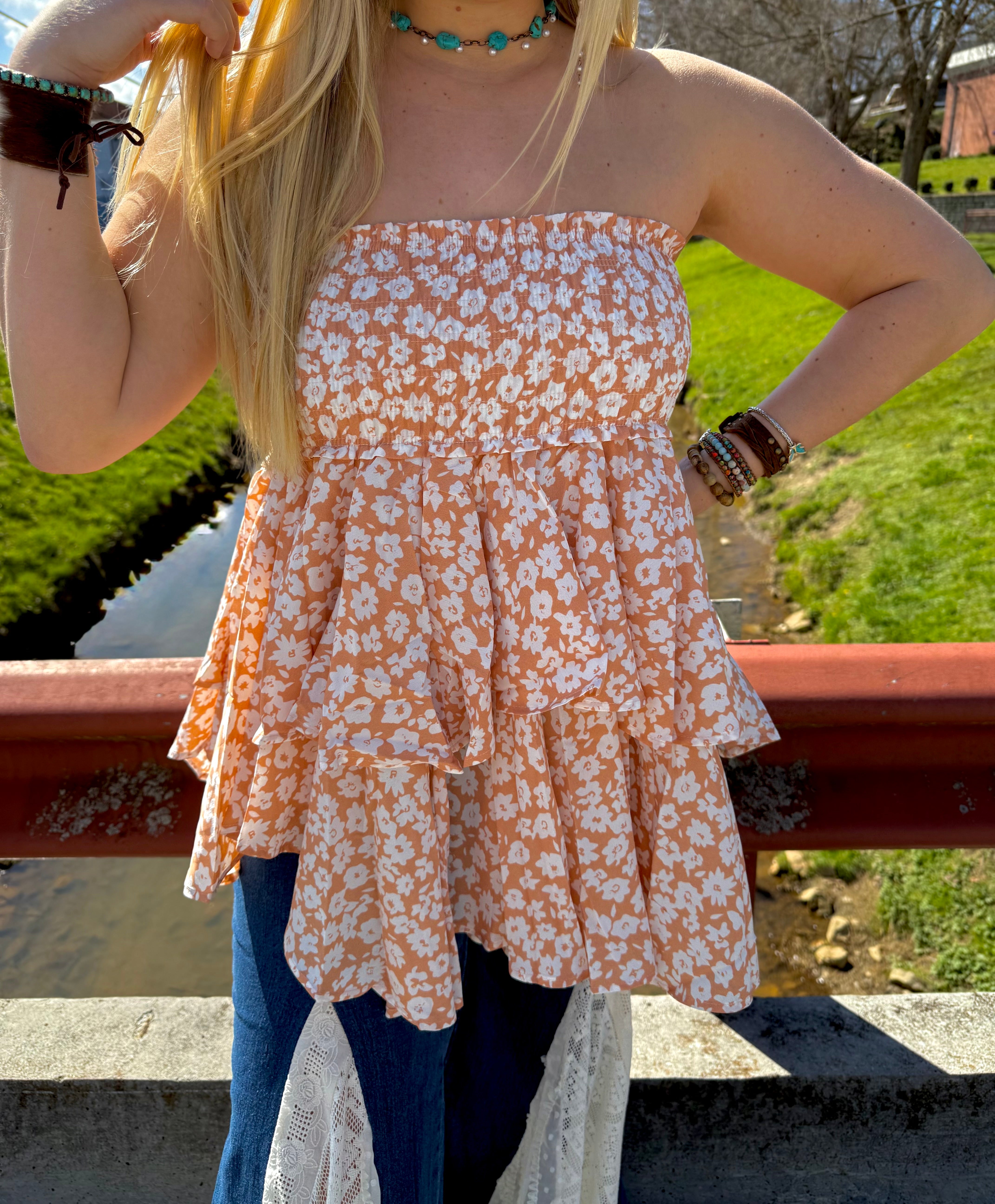 BY TOGETHER: Daisy Dream Ruffle Tube Top