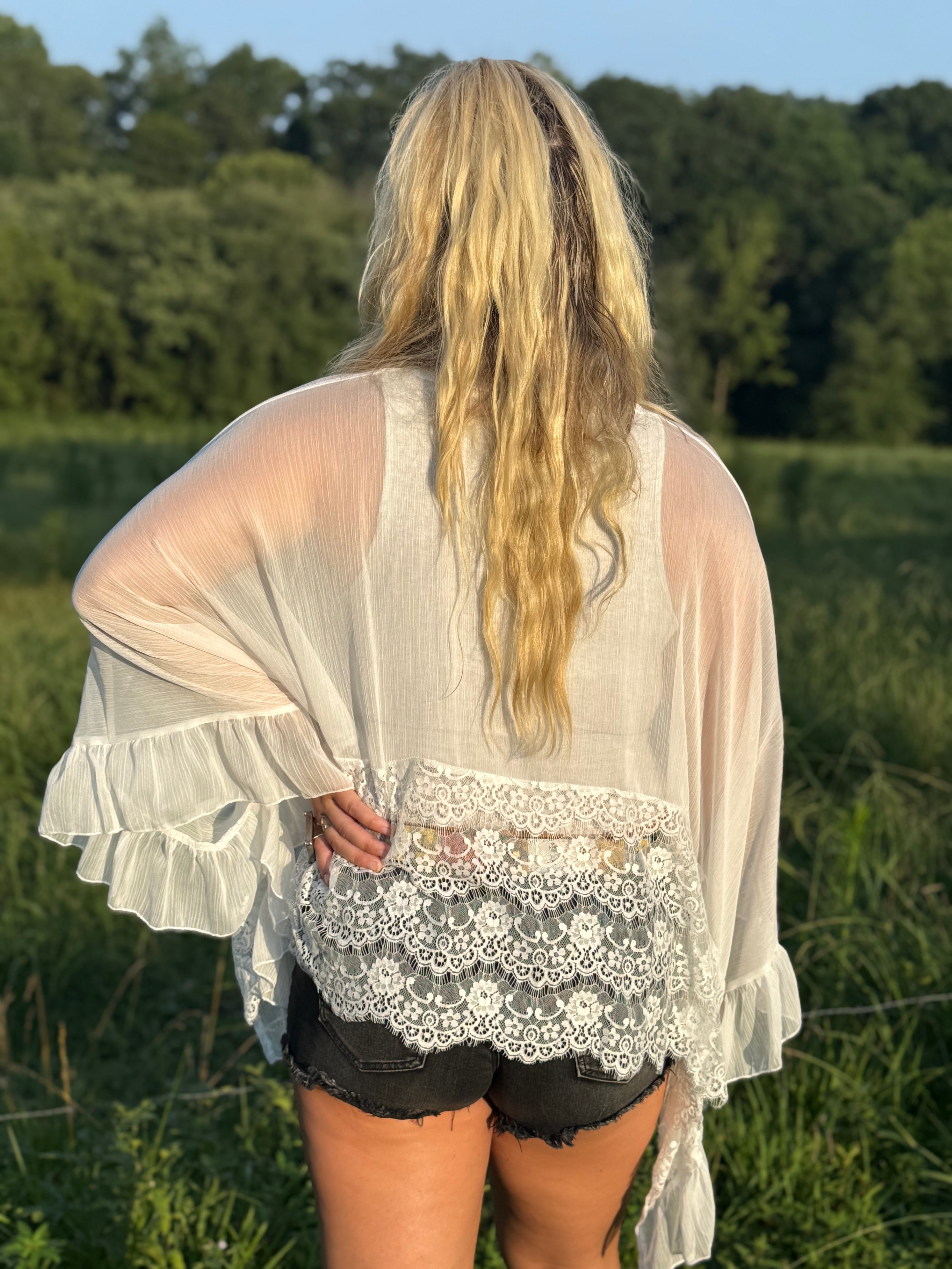 We Are Young White Ruffle Top