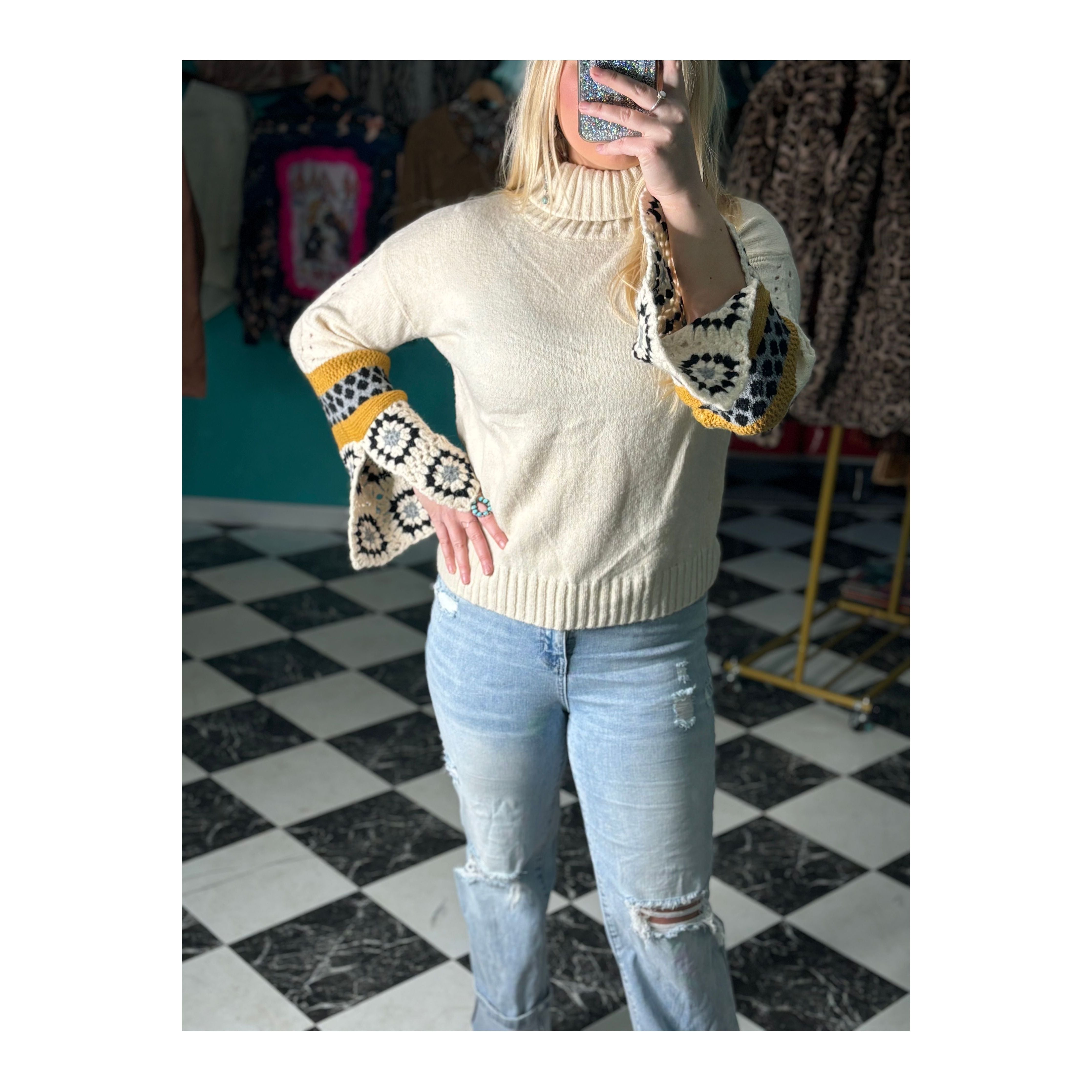 Aztec Cream Turtleneck