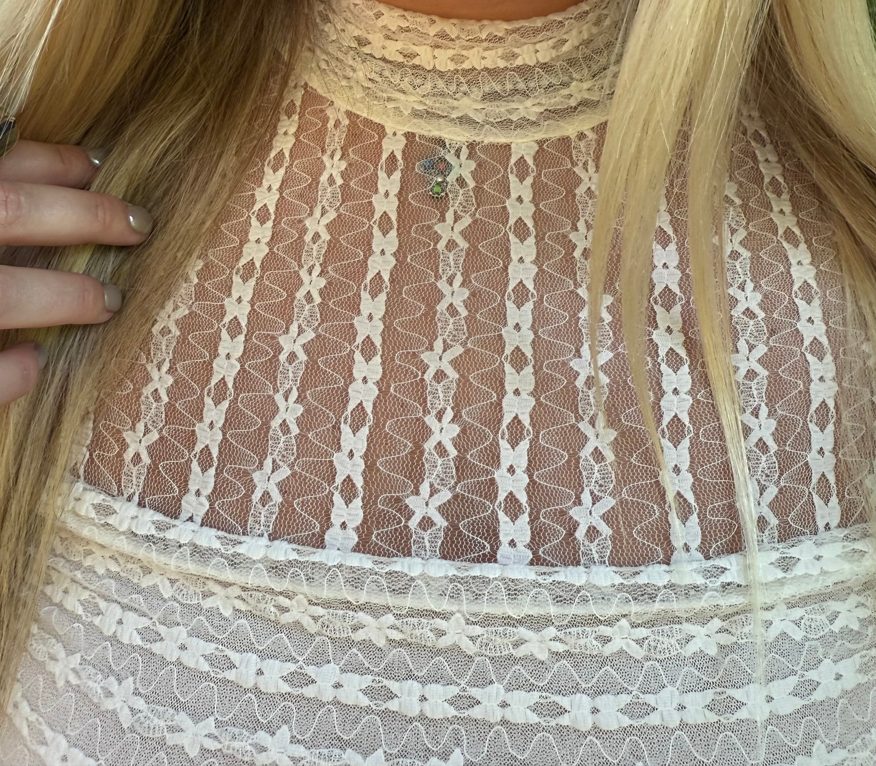 Cream Lace Ruched Mock Neck Bodysuit