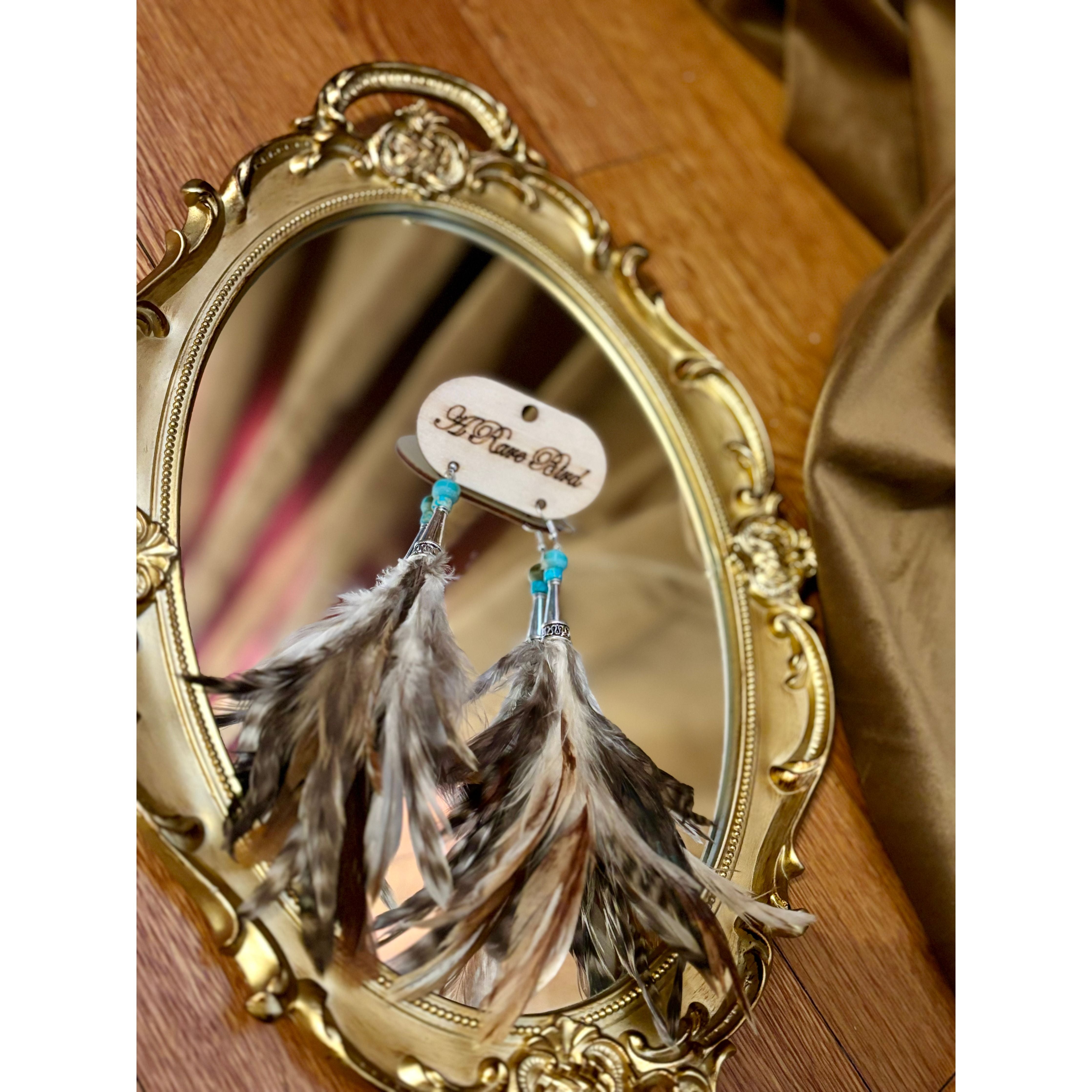 Turquoise Feather Earrings