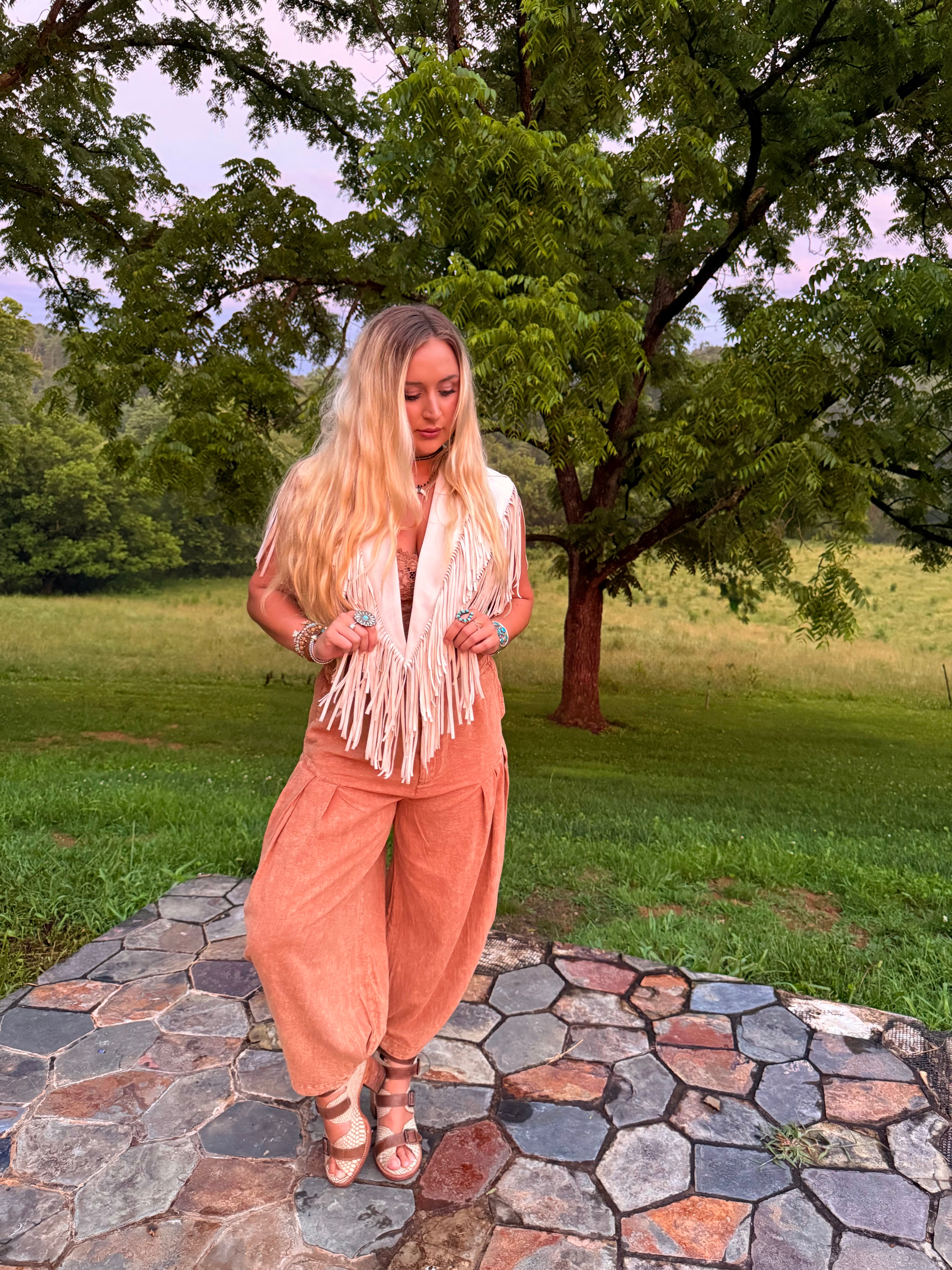 Country Fringe Suede Shawl