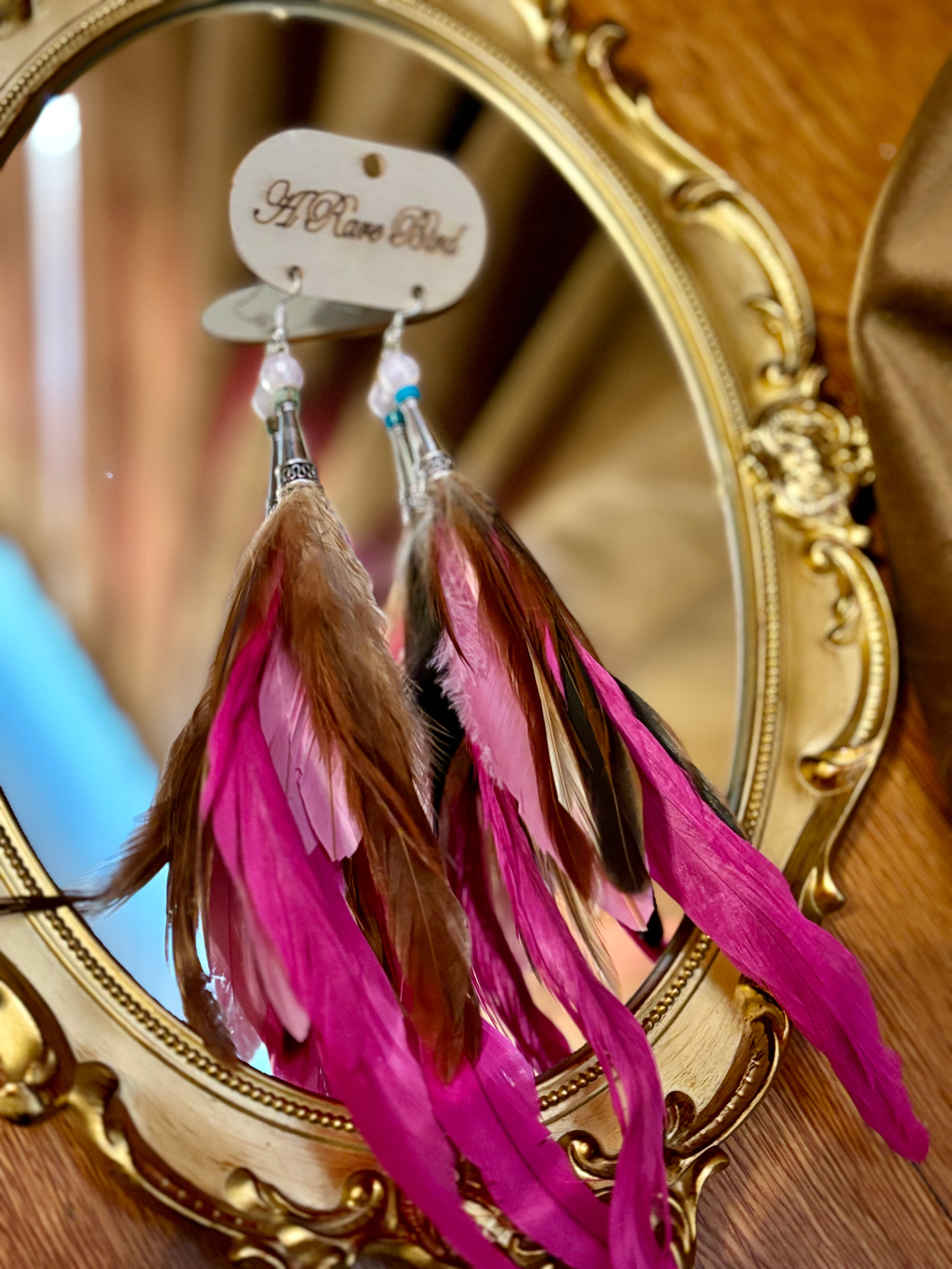 Pink Feather Earrings