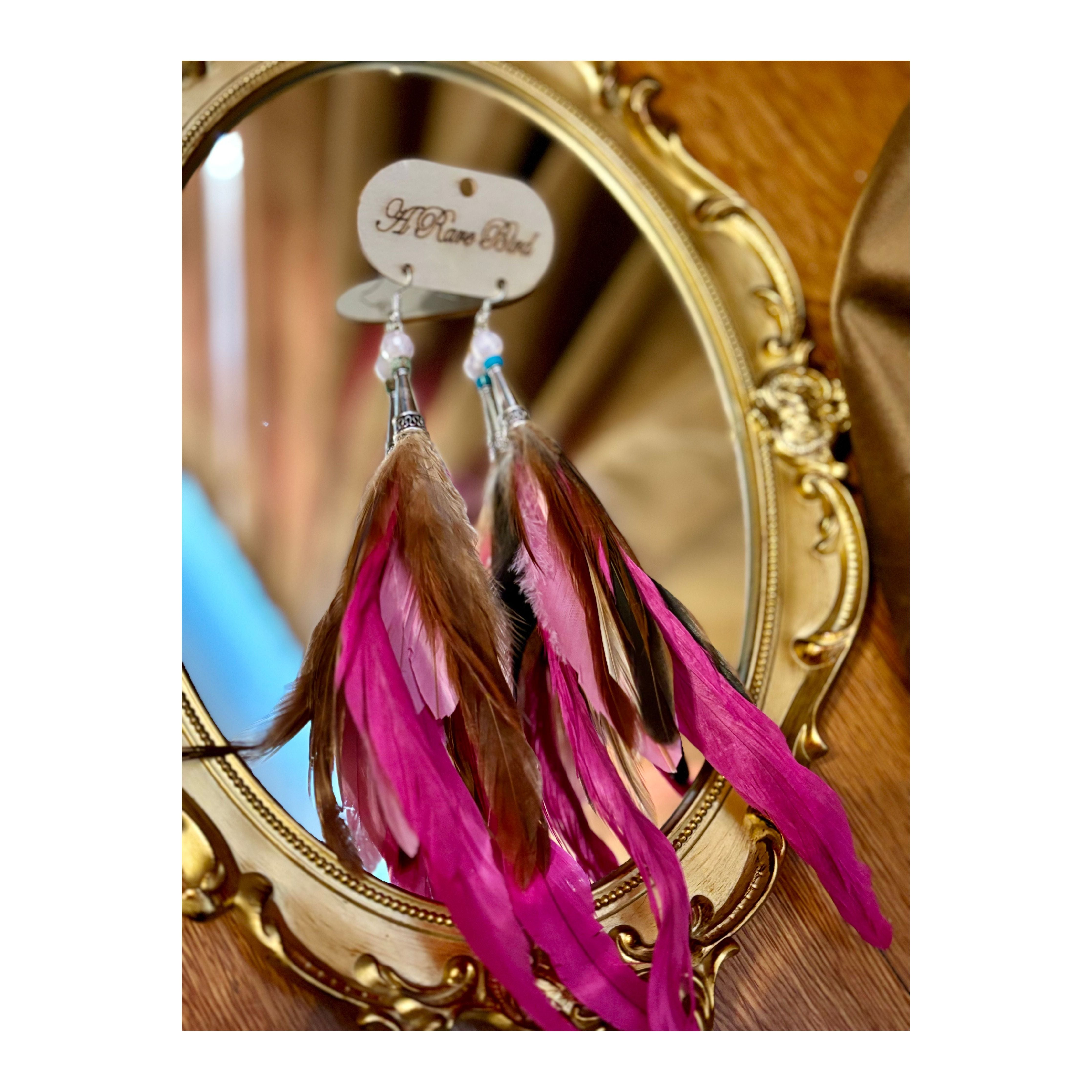 Pink Feather Earrings