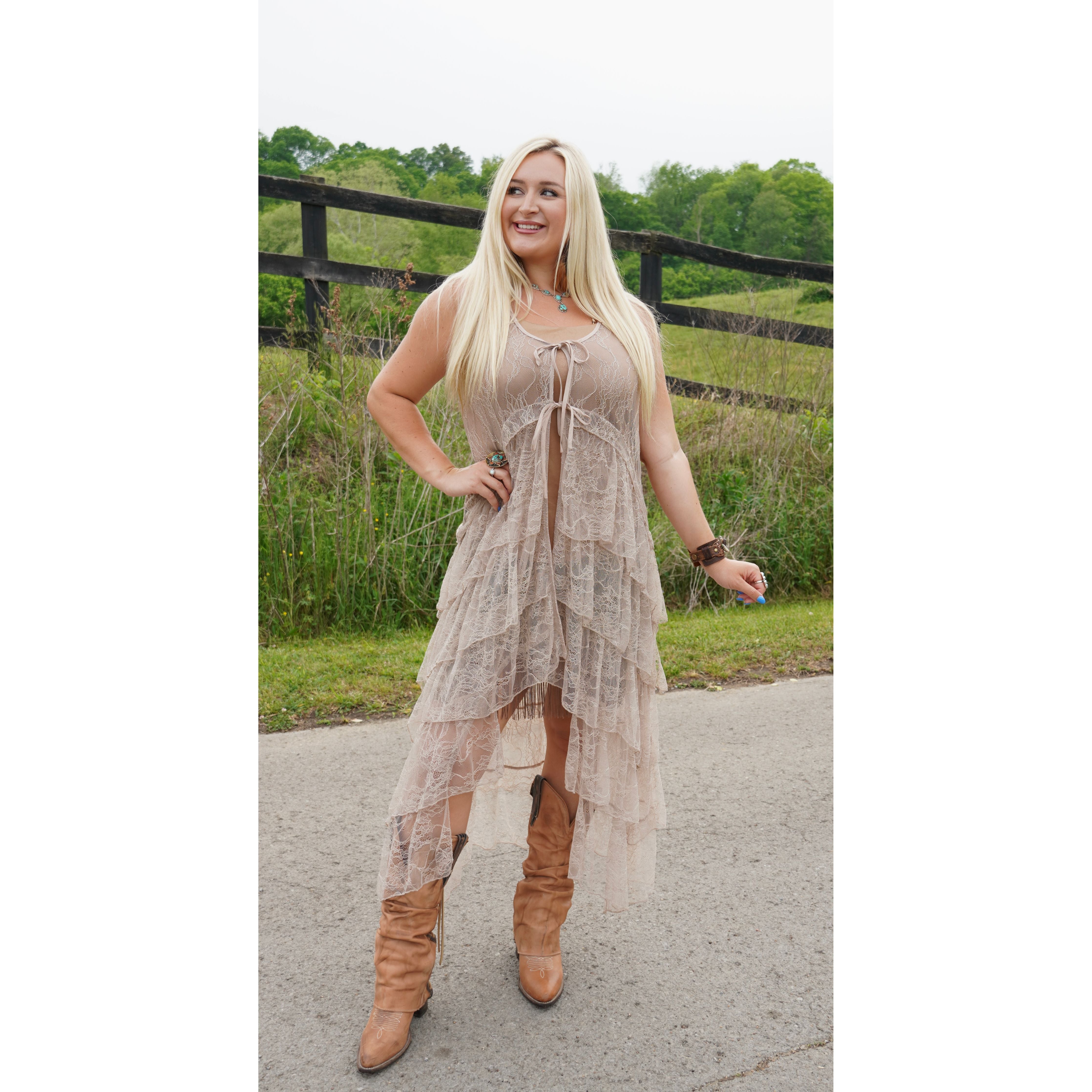 Tiered Ruffled Vest in Taupe