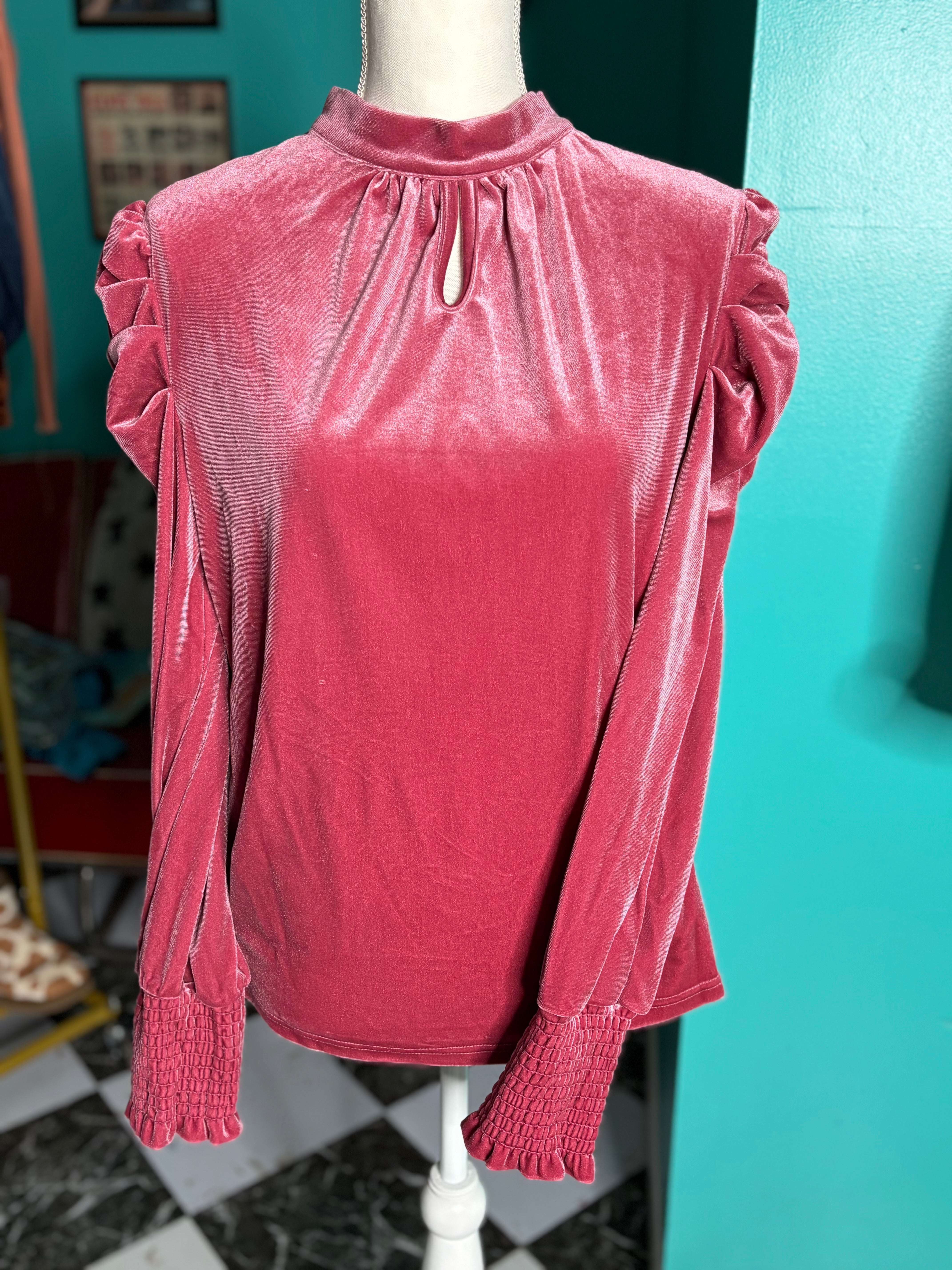 Pink Velvet Bow Top