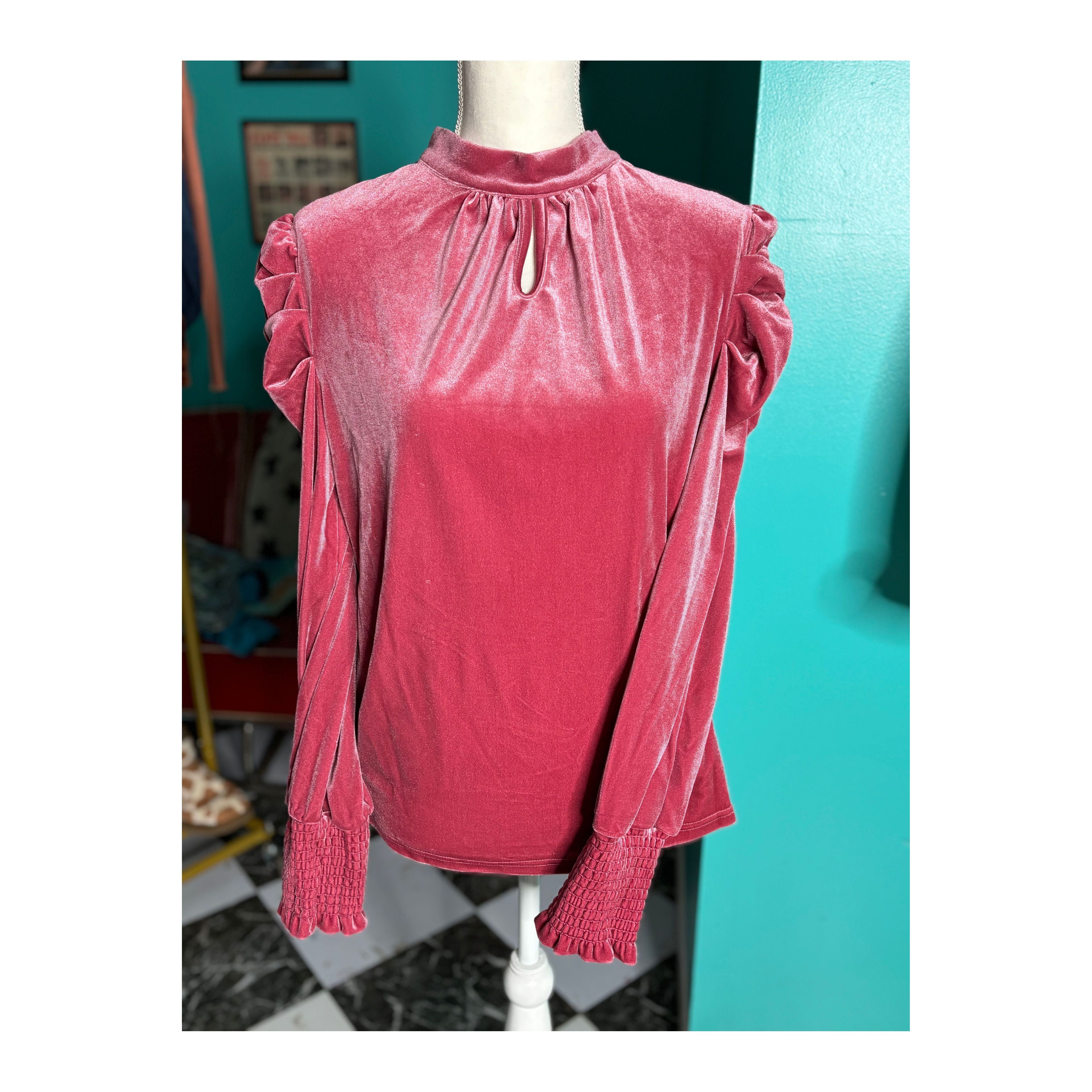 Pink Velvet Bow Top