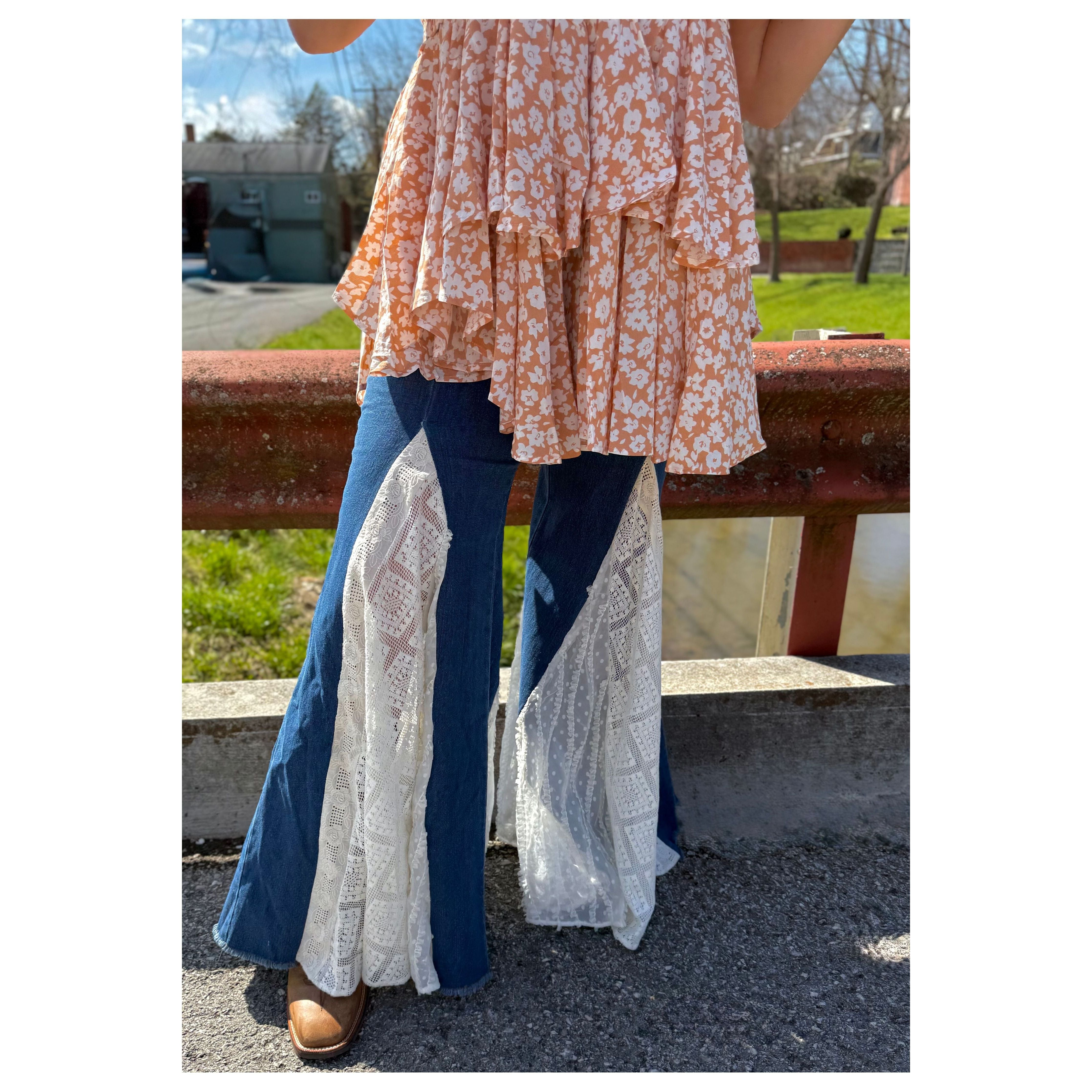 My Dream Bell Bottom White Lace