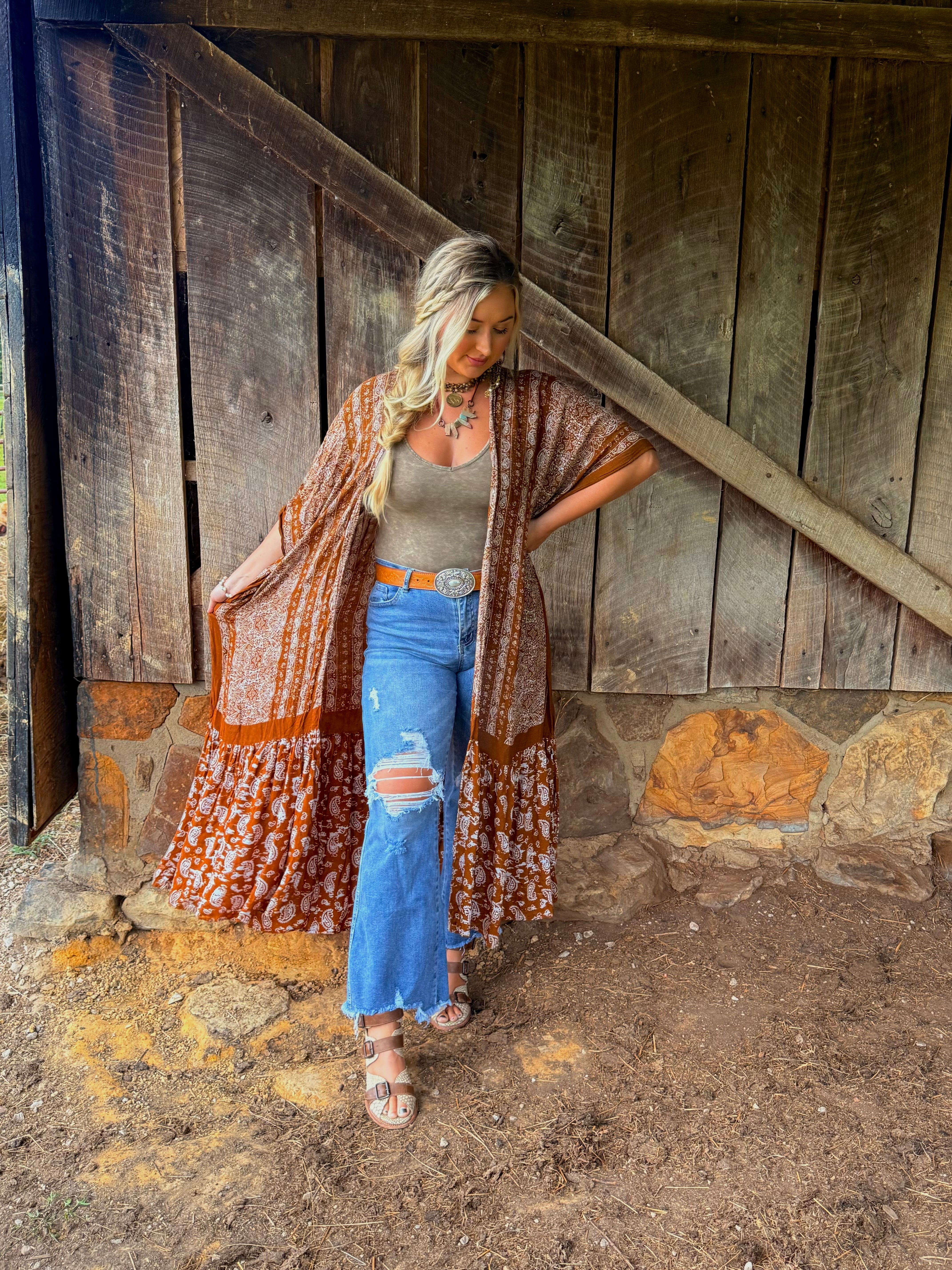 Rustic Spirit Brown Paisley Duster