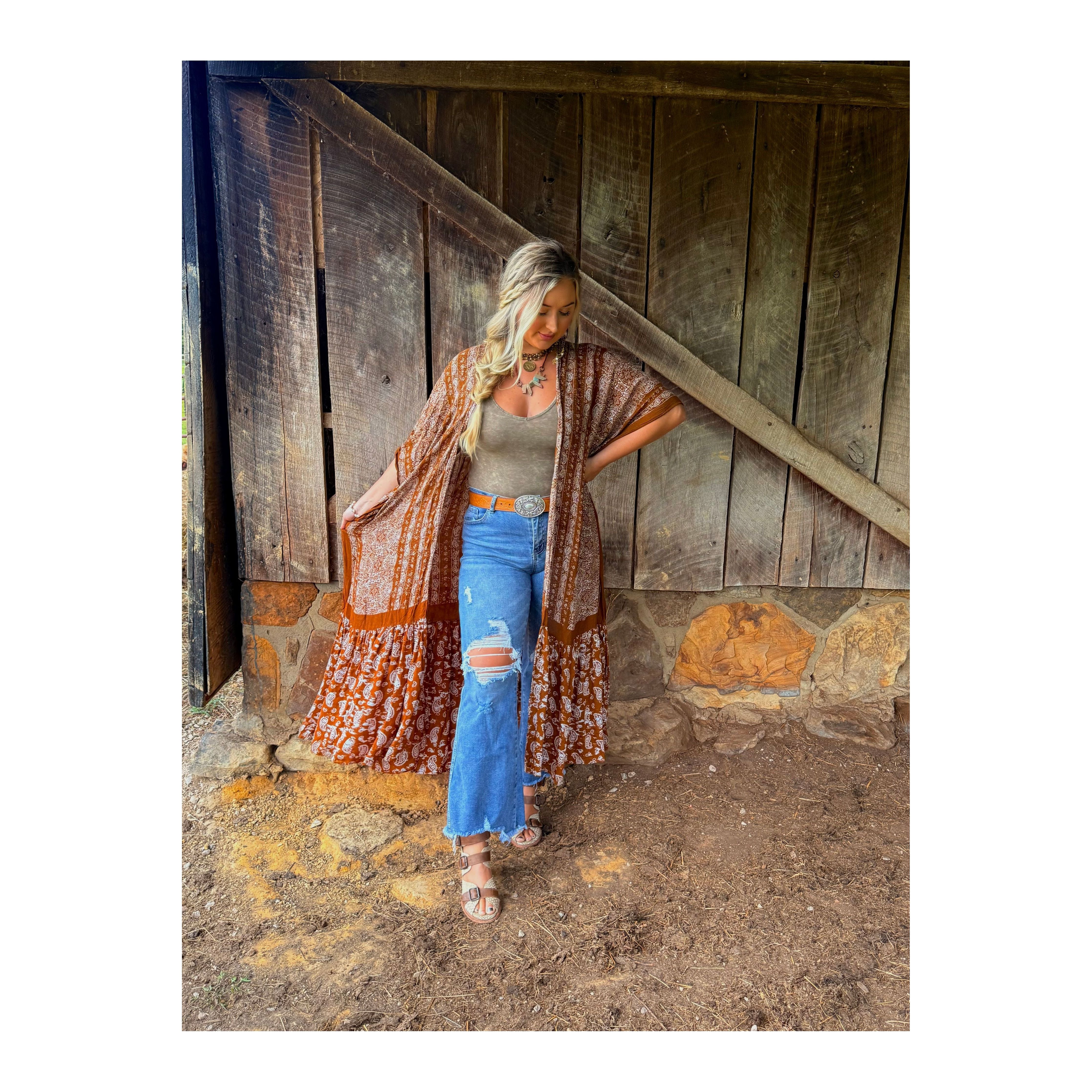 Rustic Spirit Brown Paisley Duster