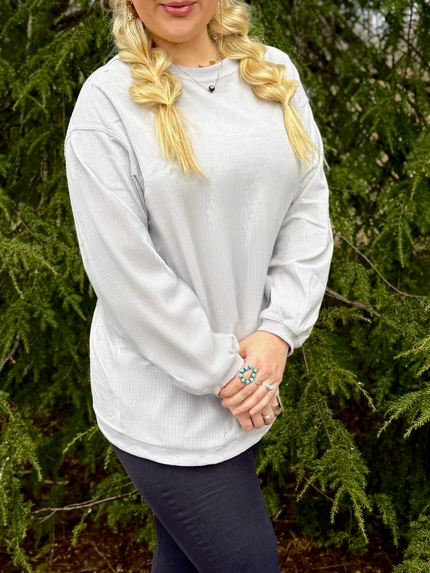 Ribbed Gray Pullover