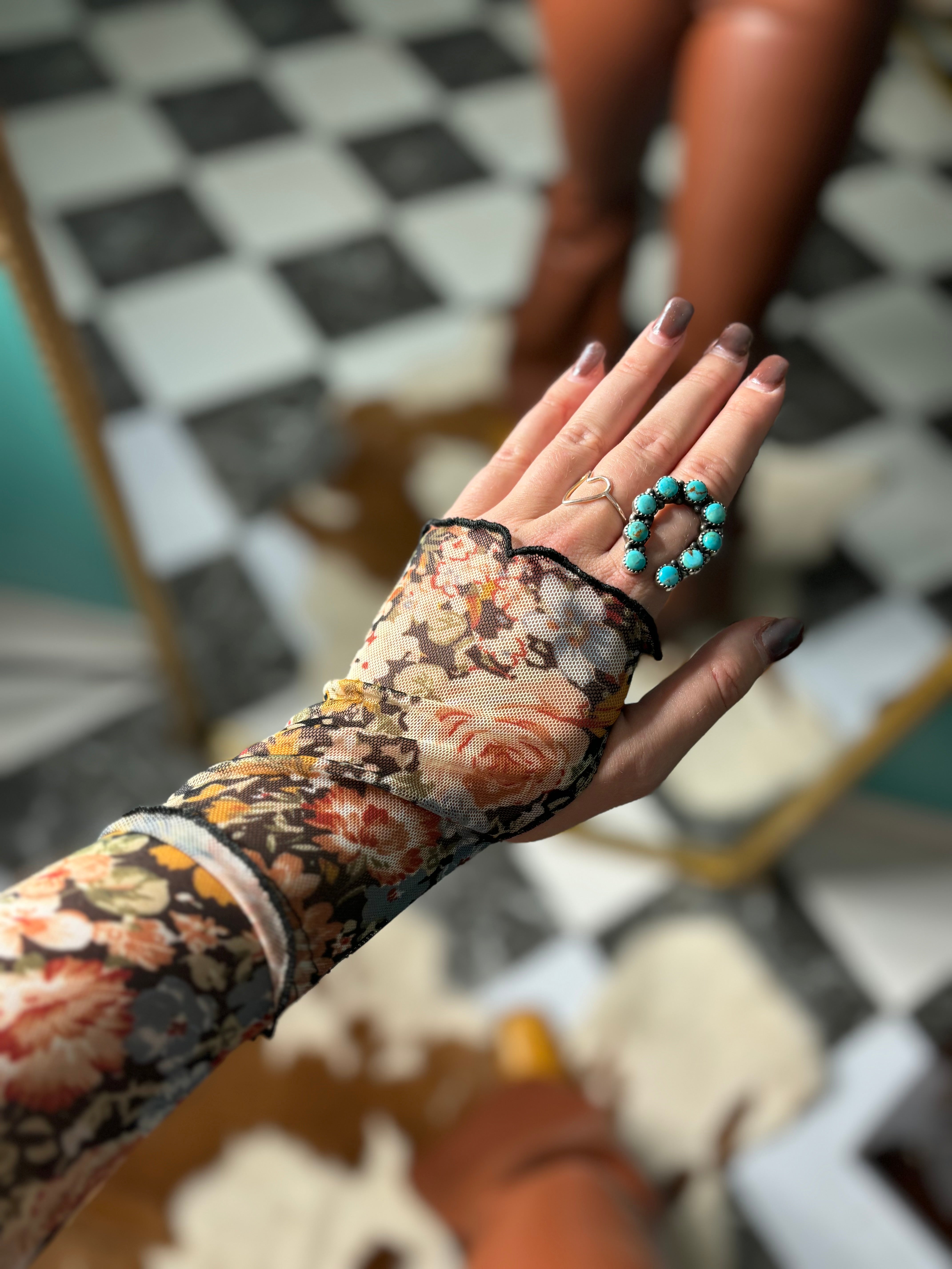 The Flirty Floral Mesh Long Sleeve Top